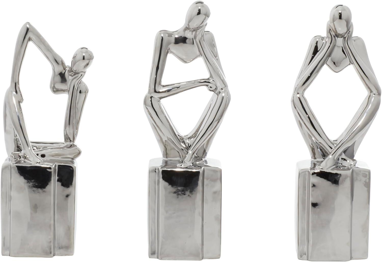 CosmoLiving by Cosmopolitan Porcelain Ceramic Sitting Thinker People Decorative Sculpture Set