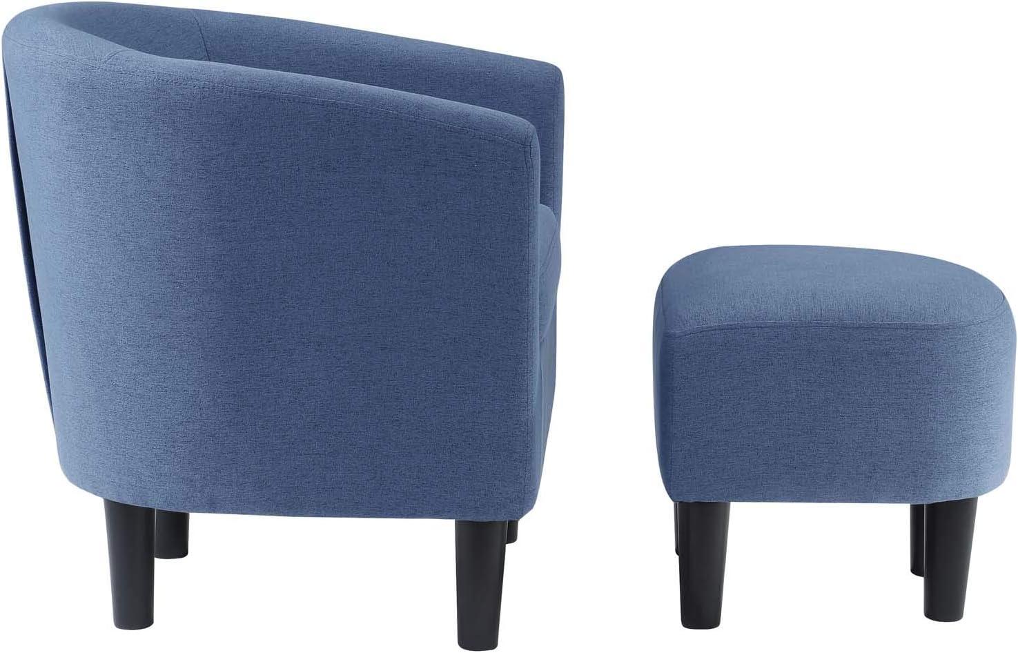 Take-a-Seat Churchill Accent Chair with Ottoman in Blue Fabric