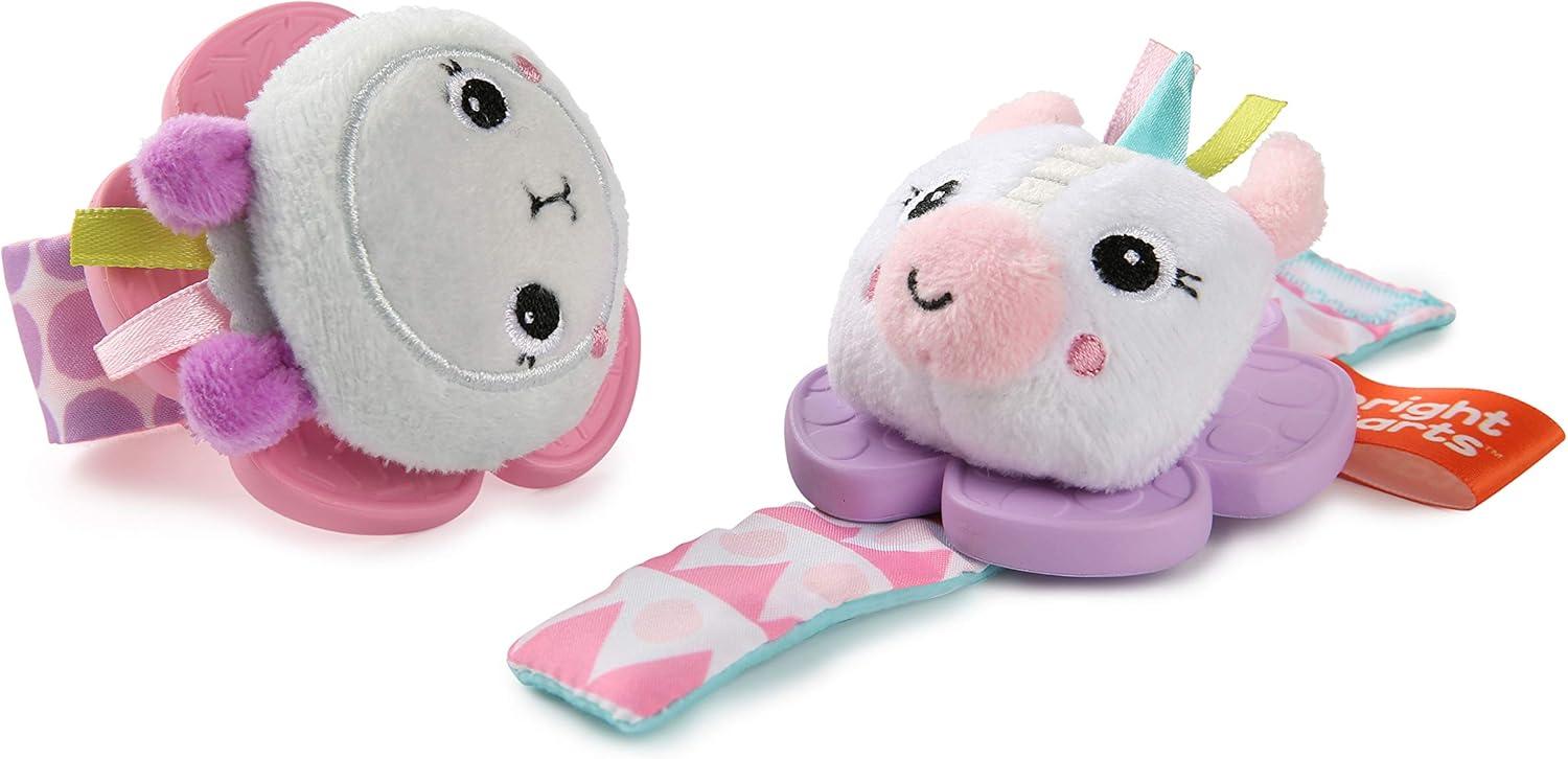 Bright Starts Rattle & Teether Wrist Pals Toy - Unicorn & Llama