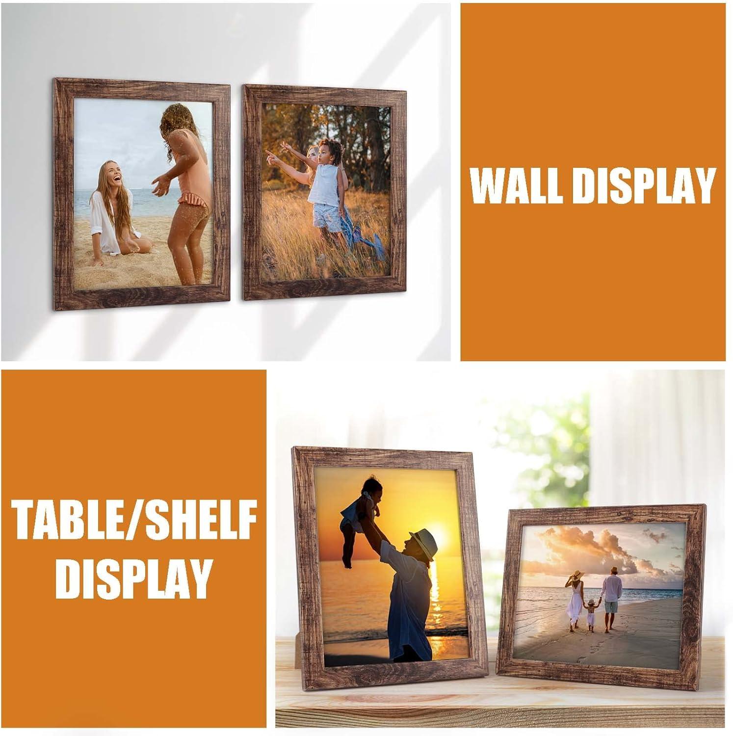 8x10 Picture Frame Set of 7, Rustic Photo Frames Display 8 by 10 inch Photo for Wall or Tabletop