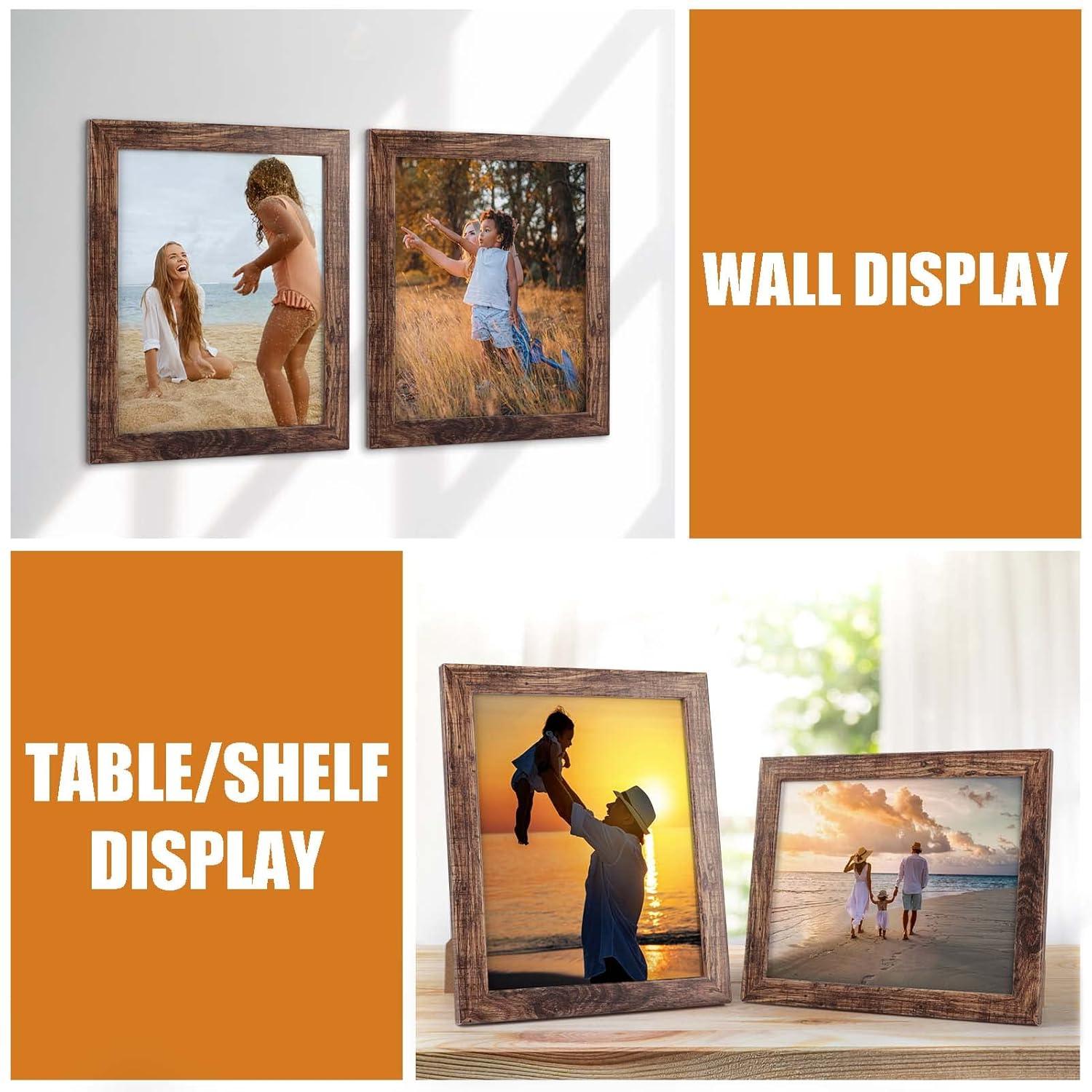 8x10 Picture Frame Set of 7, Rustic Photo Frames Display 8 by 10 inch Photo for Wall or Tabletop