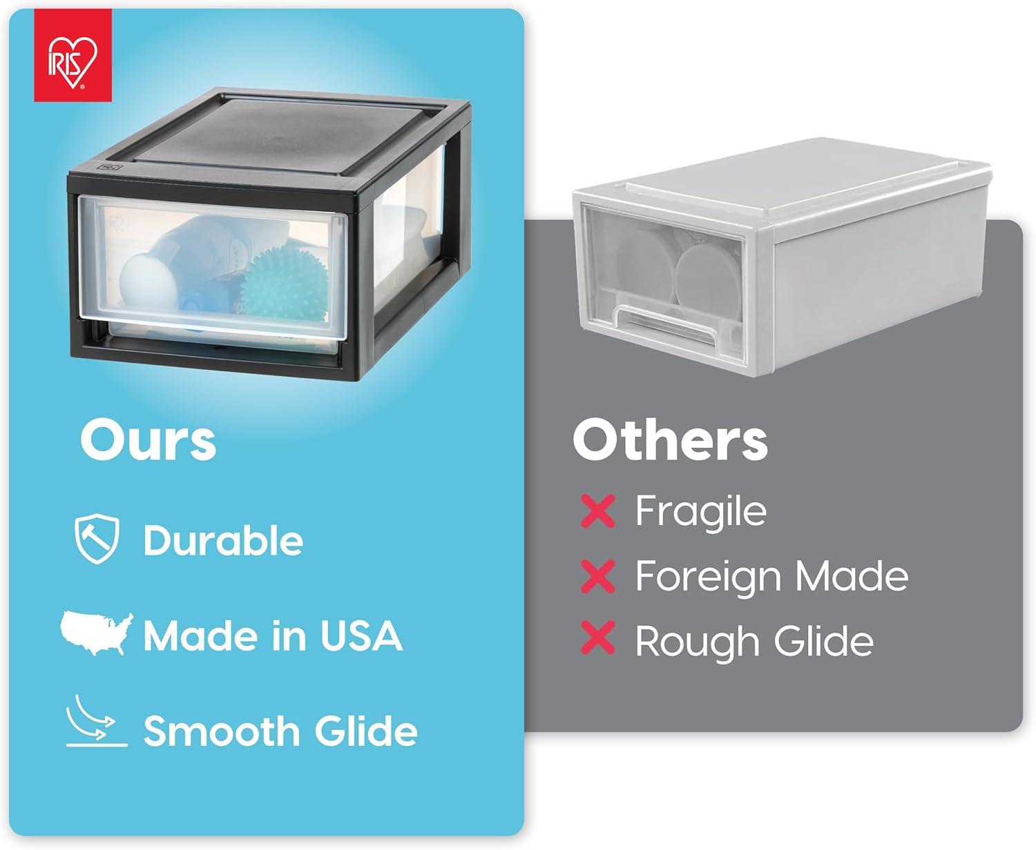 IRIS USA Stackable Modular Plastic Storage Drawers