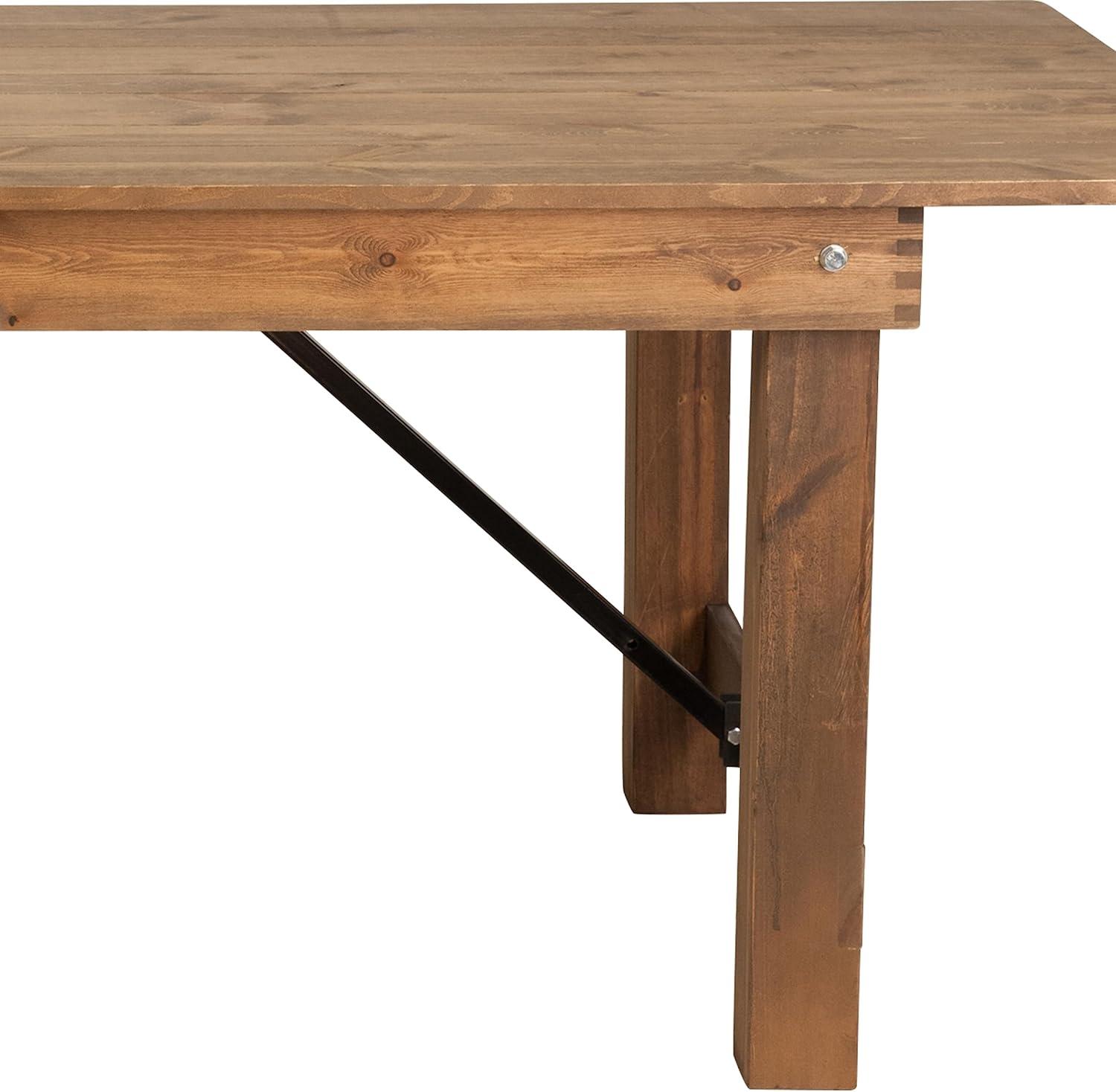Flash Furniture Hercules Series 9' x 40" Rectangular Rustic Solid Pine Folding Dining Table