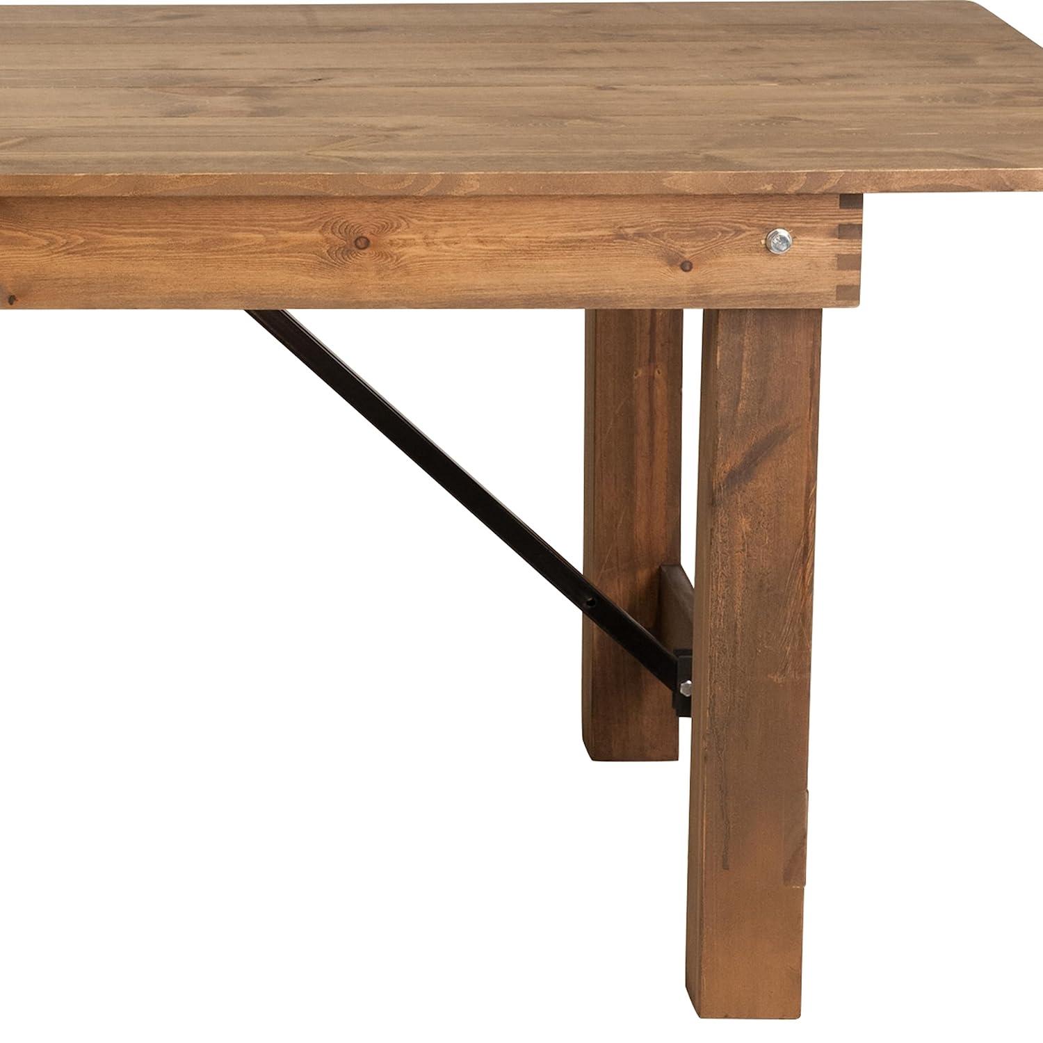 Flash Furniture Hercules Series 9' x 40" Rectangular Rustic Solid Pine Folding Dining Table