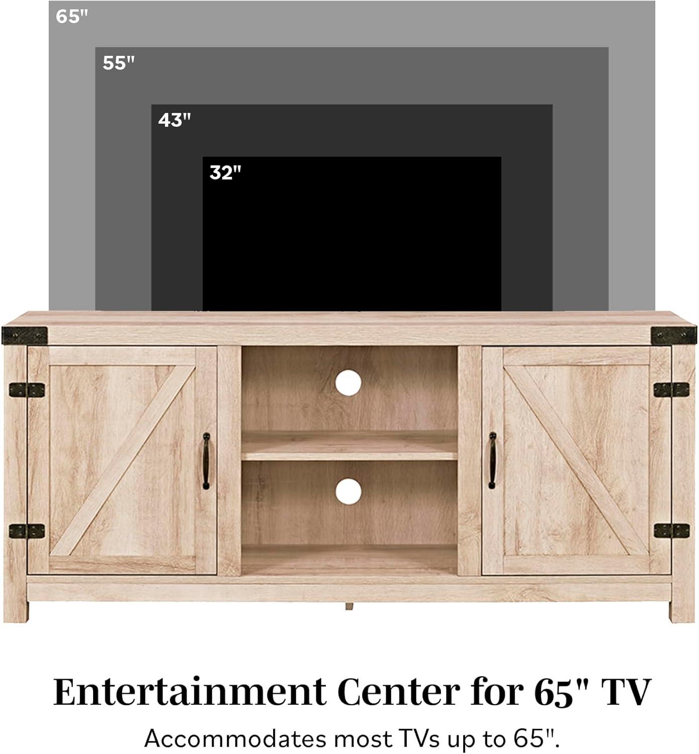 Walker Edison Classic White Oak 58" TV Stand with Cabinet