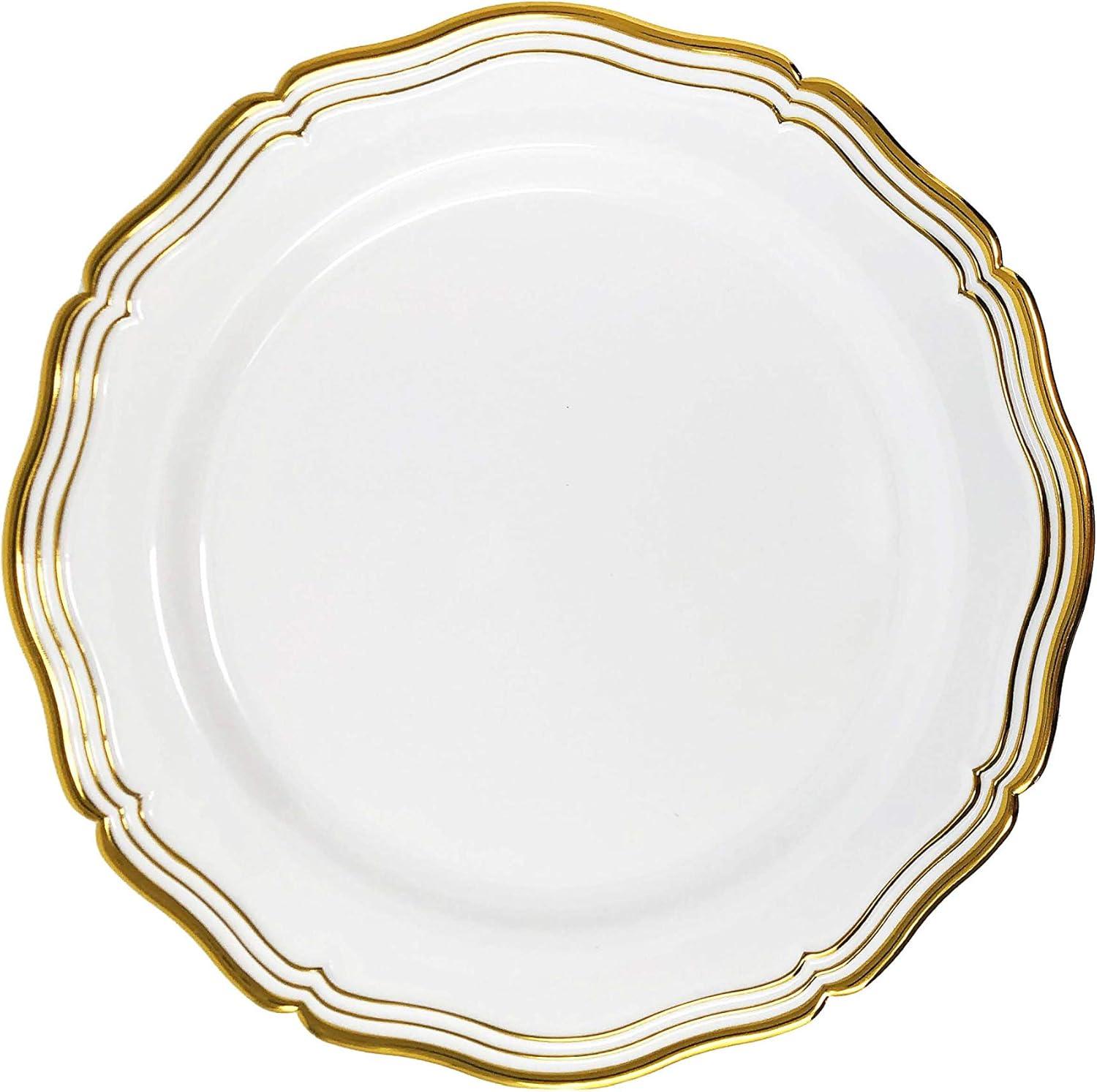 VEZEE Aristocrat Collections Dinner Plate White & Gold 10.25" Pack of 10