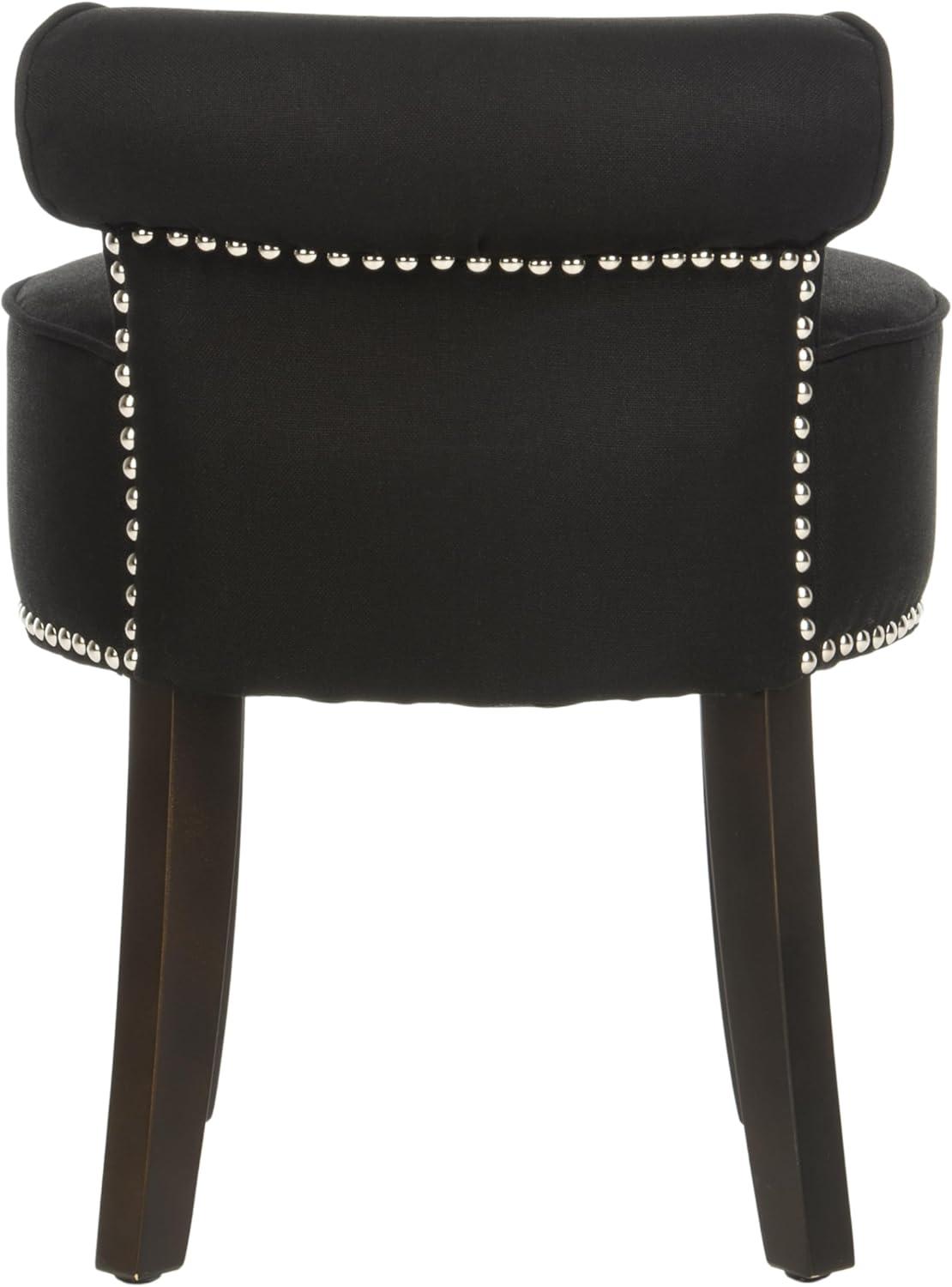 Safavieh Georgia Birch Wood Vanity Stool in Black