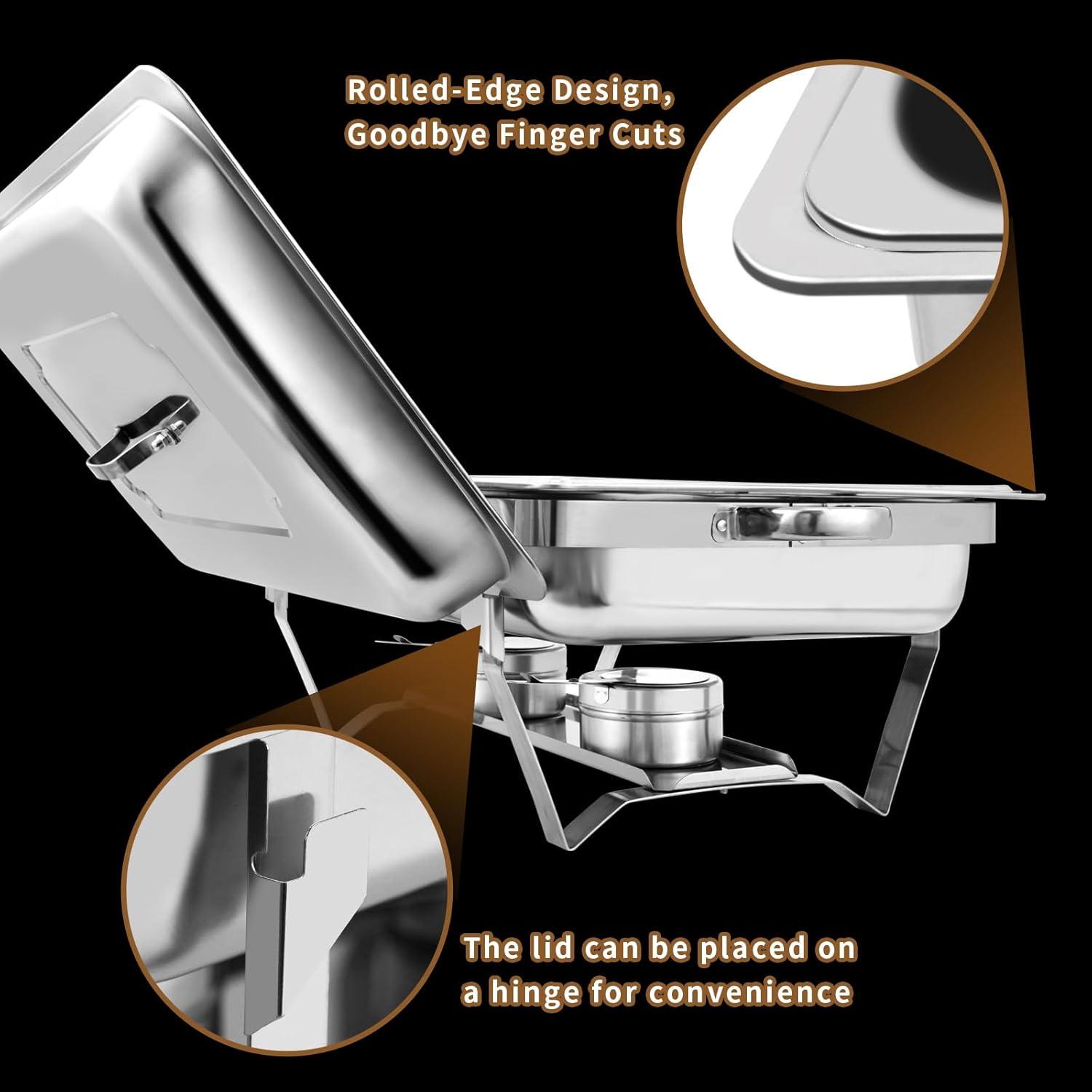 The Party Aisle™ Chafing Dishes For Buffet 4 Pack, 8 Qt Stainless Steel Chafers And Buffet Warmers Sets With Lid, Rectangle Serving Food Warmer Catering Supplies Buffet Display For Parties
