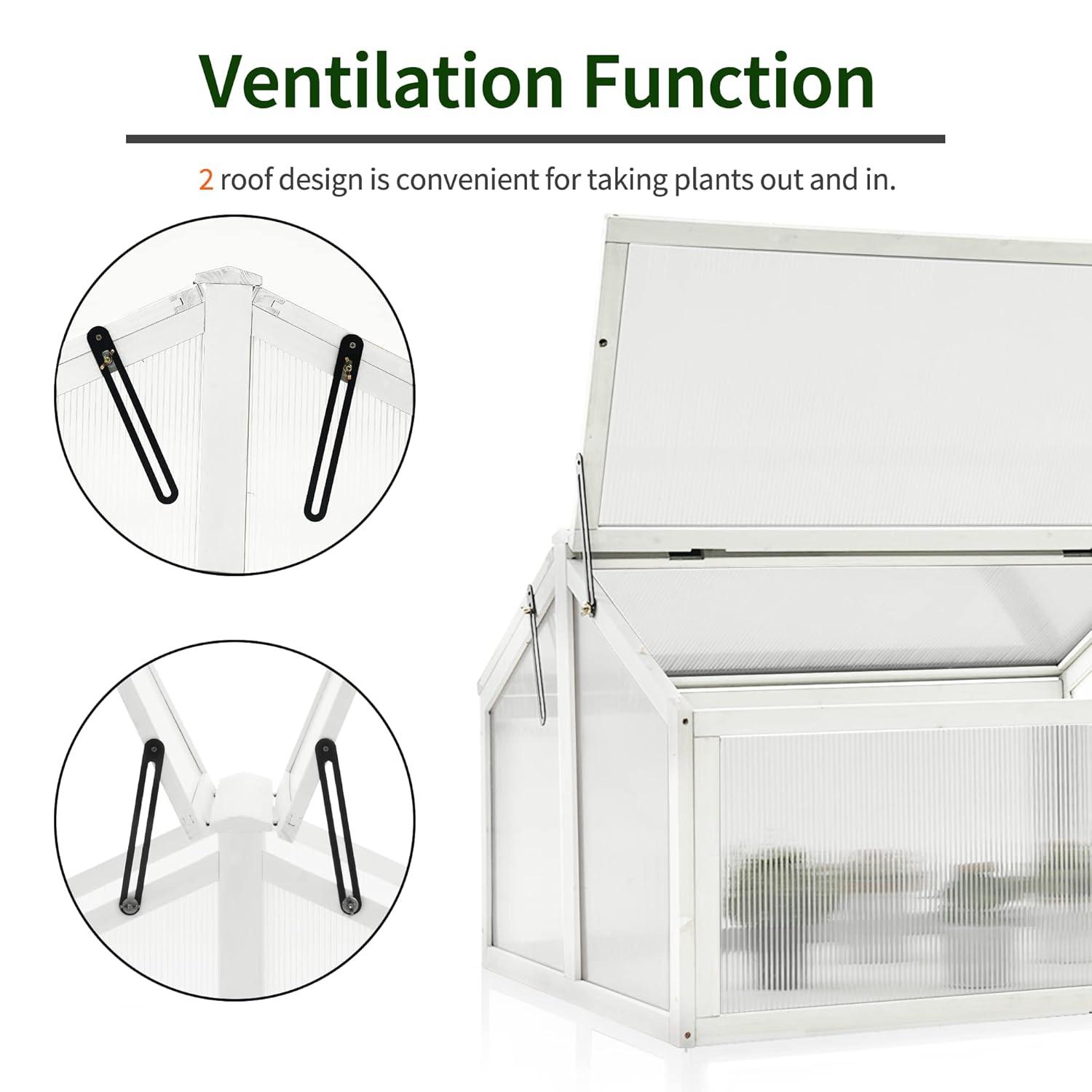 MCombo 35.4" W x 31.5" D Double Box Wooden Greenhouse Cold Frame