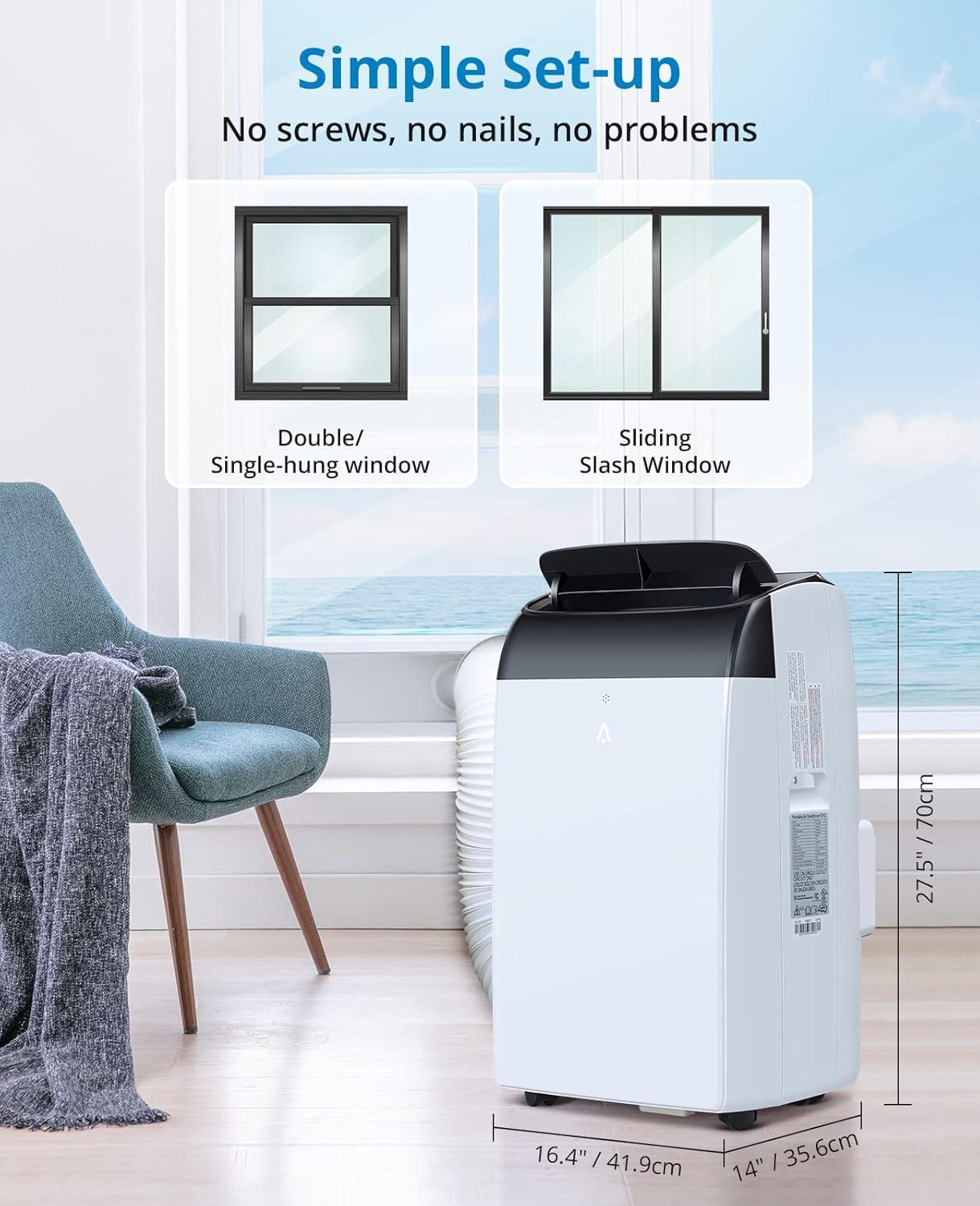 12000 BTU White Portable Air Conditioner with Remote Control