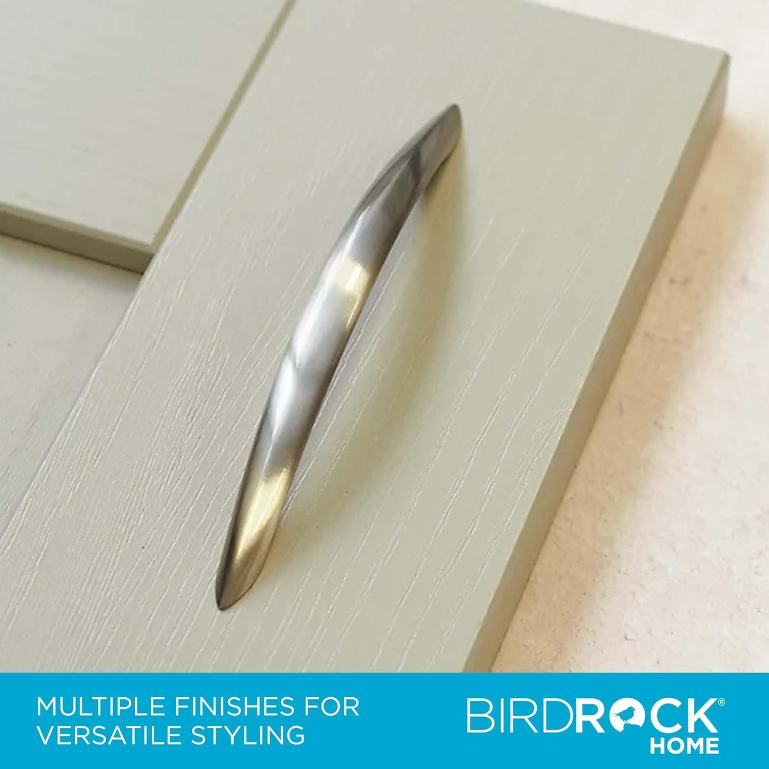 BIRDROCK HOME Sleek Rounded Handle - Brushed Nickel - Cabinet Drawer Pulls - Modern Adjustable Hardware for Kitchen, Bathroom, Cupboard, Dresser, Desk - Handles for Drawers - 3.75 Inch - 25 Pack
