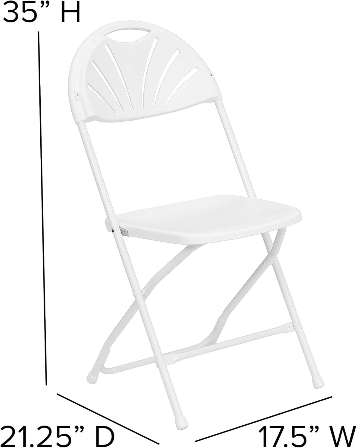 Emma and Oliver 2 Pack 650 lb. Capacity White Plastic Fan Back Folding Chair