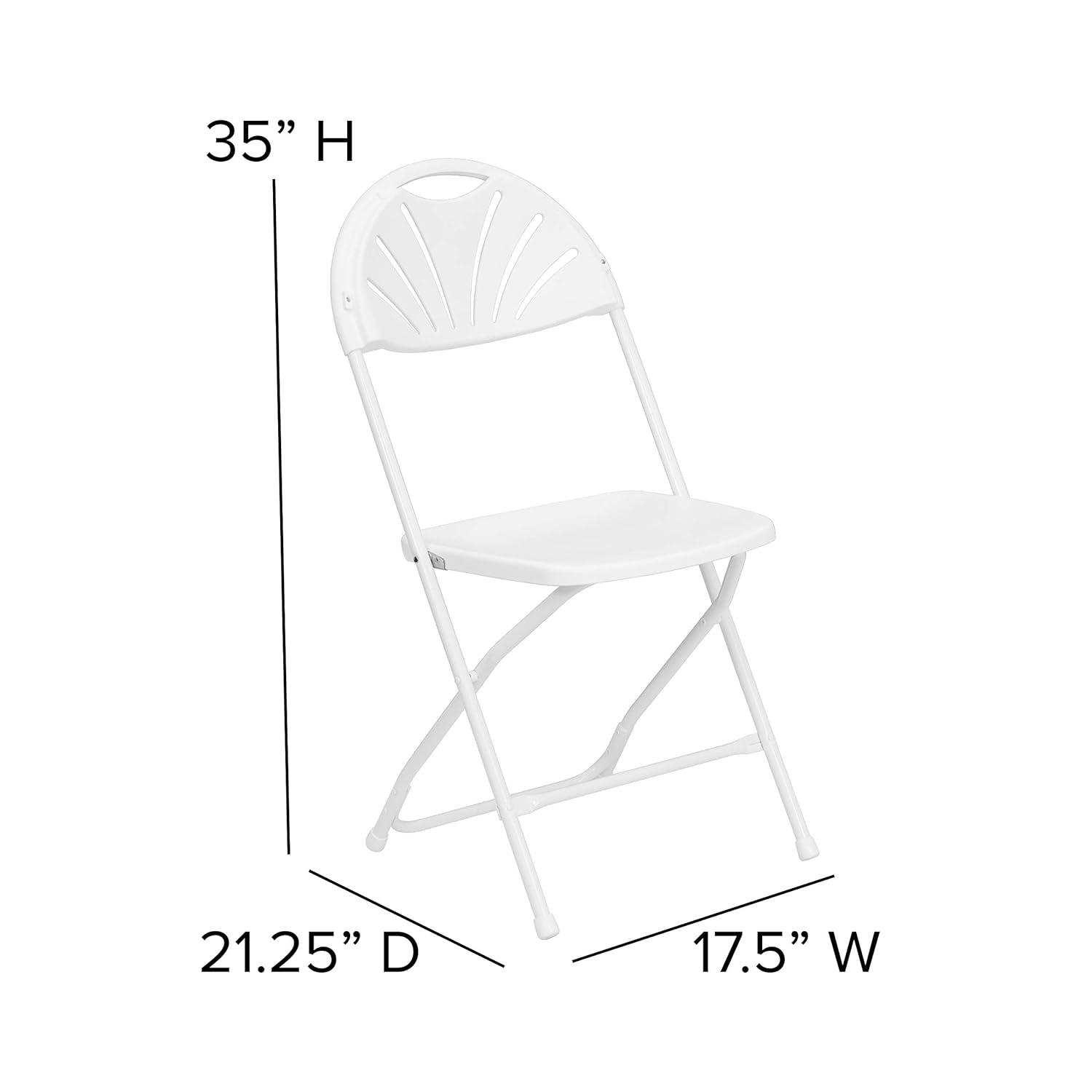 Emma and Oliver 2 Pack 650 lb. Capacity White Plastic Fan Back Folding Chair