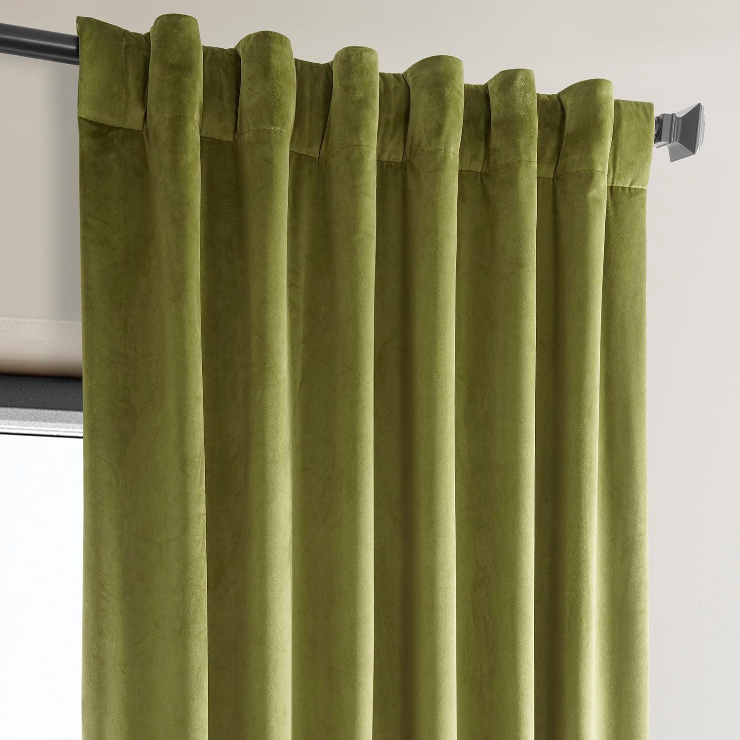 White Velvet Room-Darkening 96" Indoor Curtain Panel