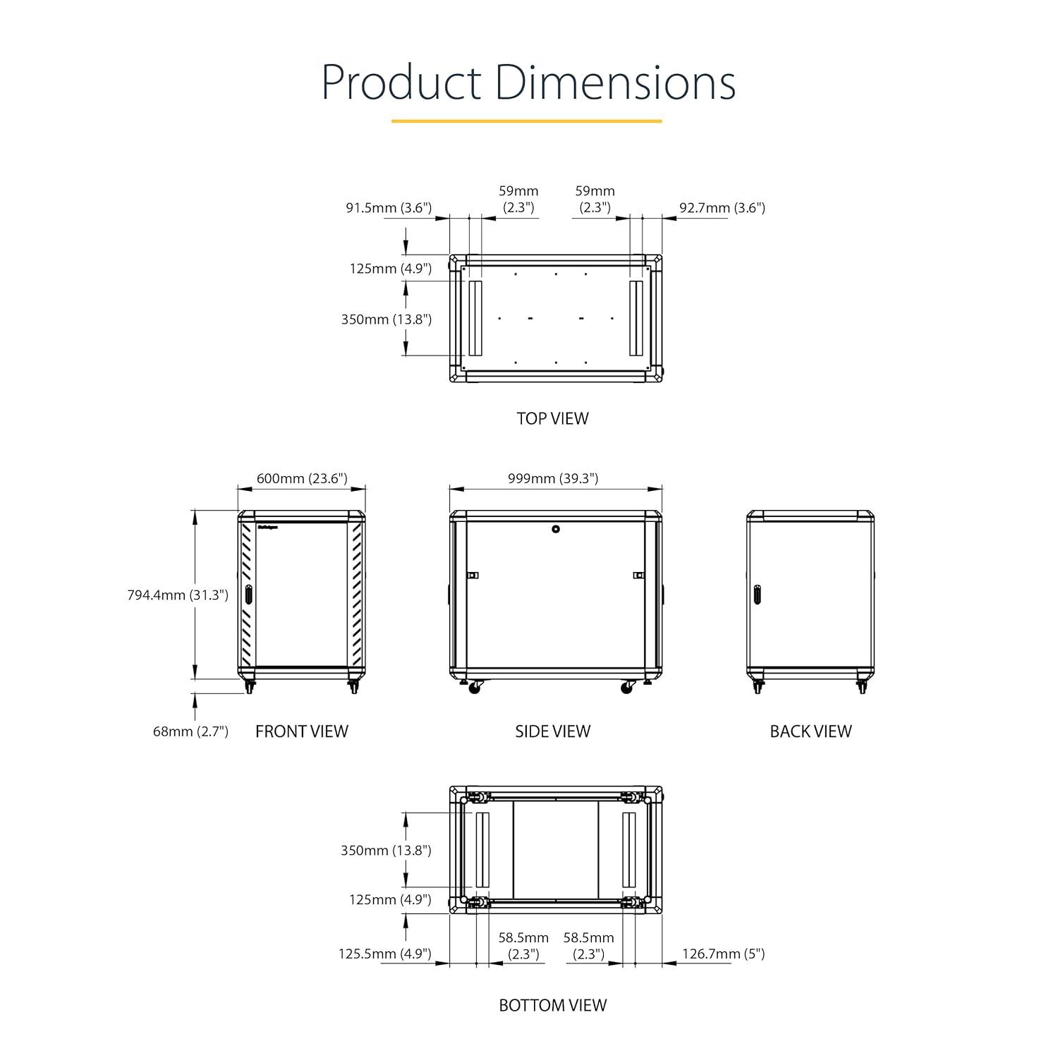 StarTech 4-Post 15U Server 19" Data Rack Cabinet, Lockable RK1536BKF