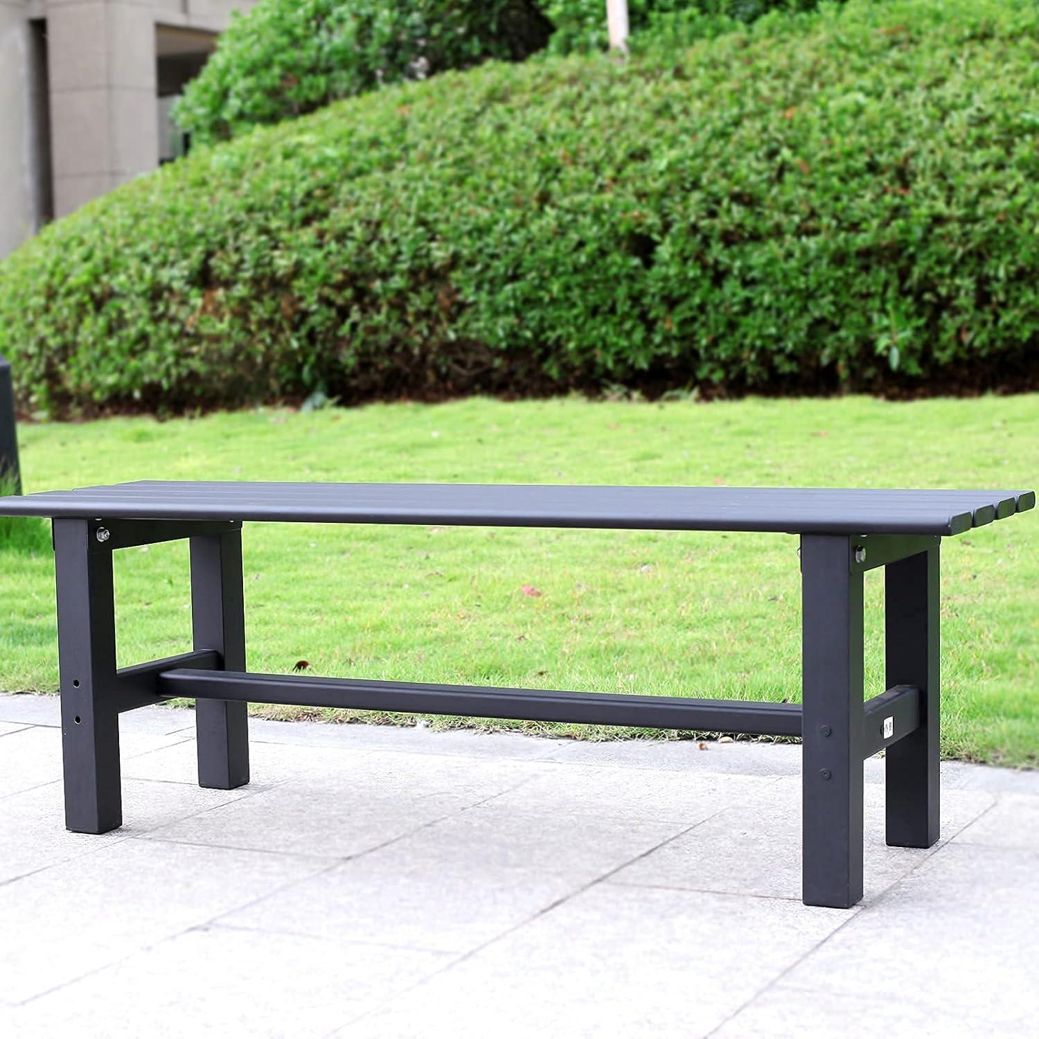 47-Inch Black Aluminum Backless Outdoor Bench