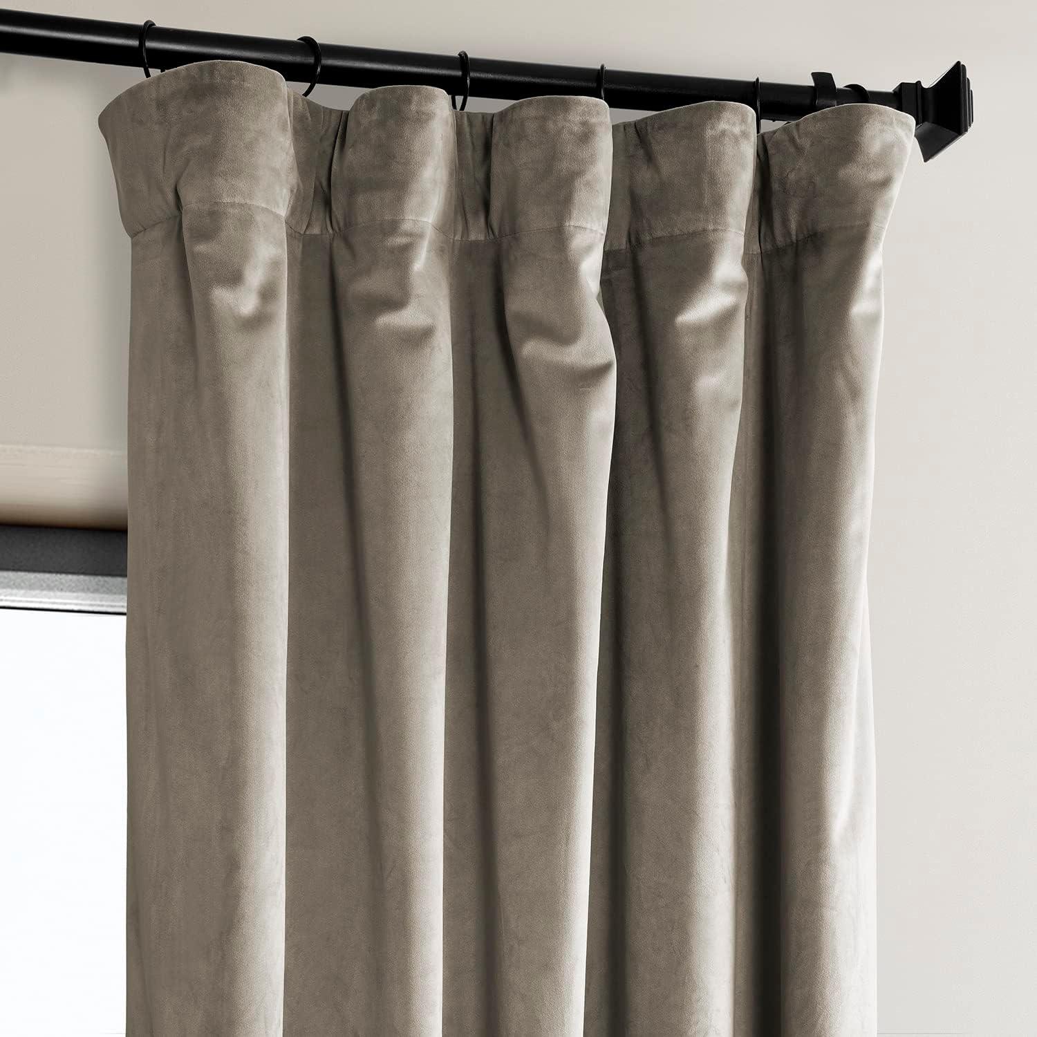 HPD Half Price Drapes Gallery Taupe Heritage Plush Velvet Room Darkening Curtains for Bedroom & Living Room Curtains (1 Panel), Window Curtains 84 inches long, Rod Pocket Curtains & Drapes,50W X 84L