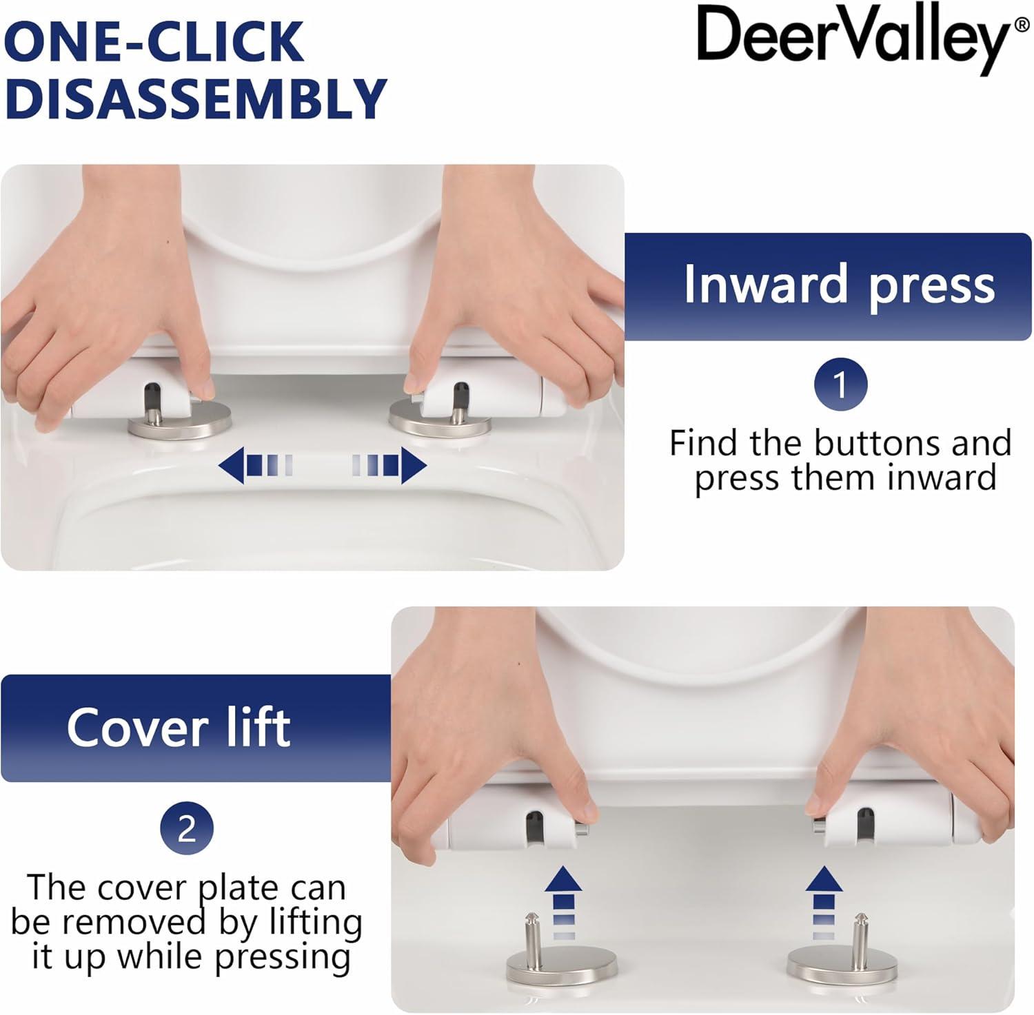 DeerValley One Piece Modern Toilet, Elongated Dual Flush Standard White Toilet with Comfort ADA Seat Height(Seat Included)