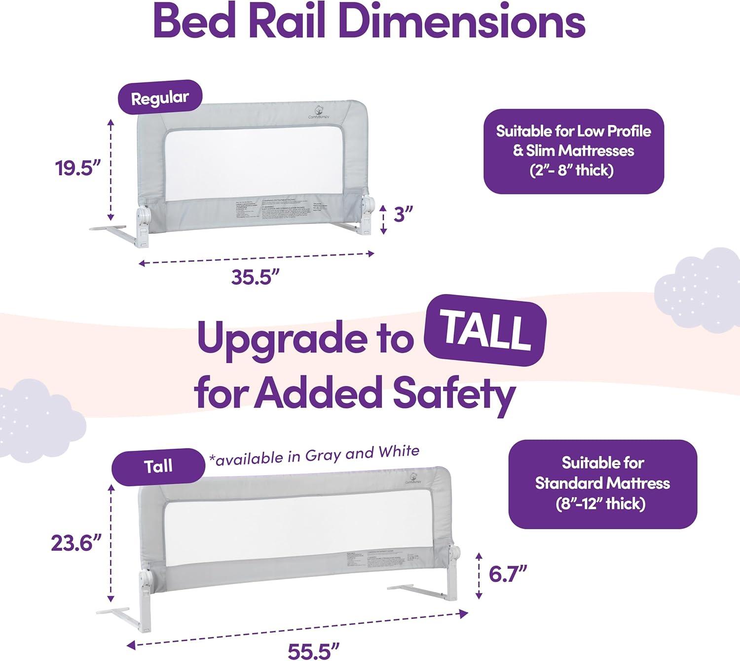Toddler Bed Rail Guard – Gray Regular Version (35.5" x 19.5") 1/ Pack