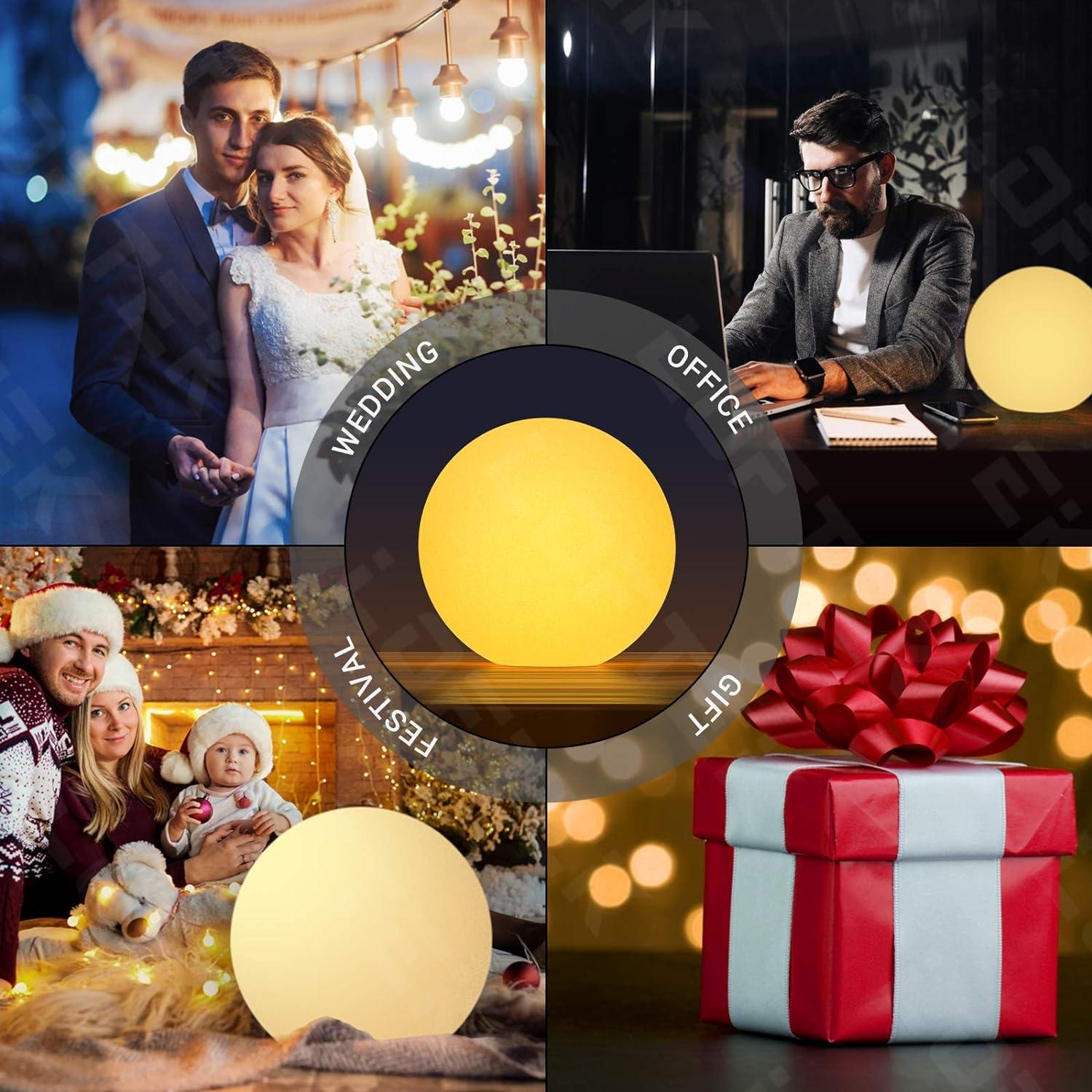 LOFTEK 12-inch LED Dimmable Light Ball: Waterproof Floating Pool Lights with Remote, 16 Colors Sphere Night Light, Cordless & Fast Chargeable, Sensory Toys for Kids, Home, Party, Pool Decor