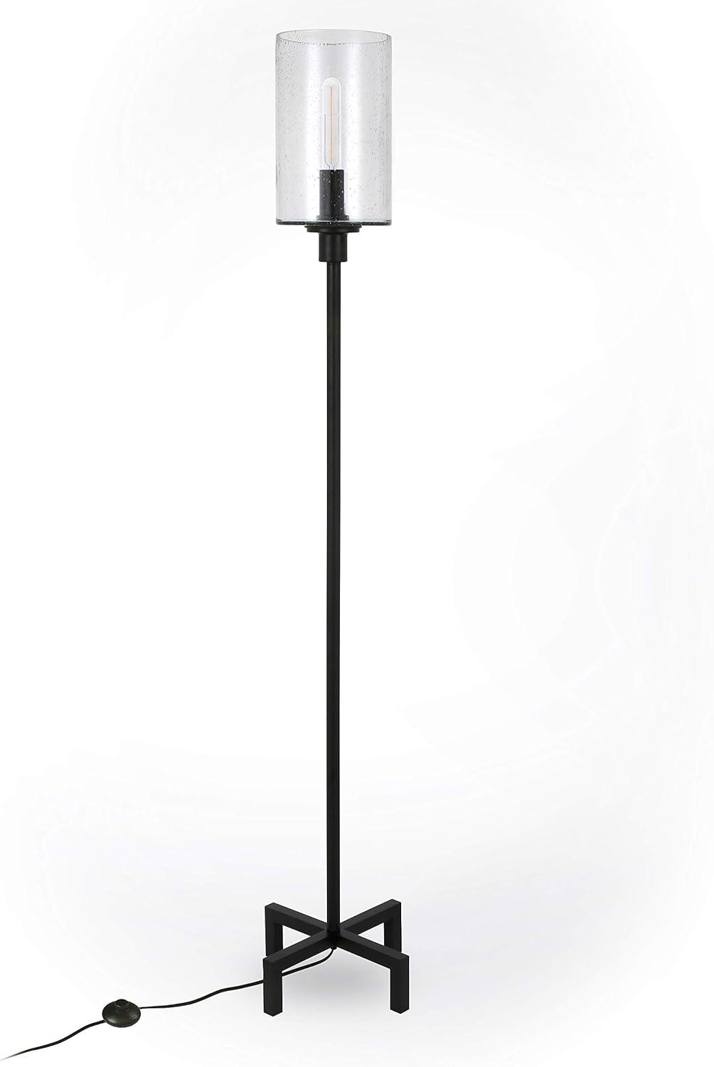 Panos 66" Industrial Bronze Floor Lamp with Seeded Glass Shade