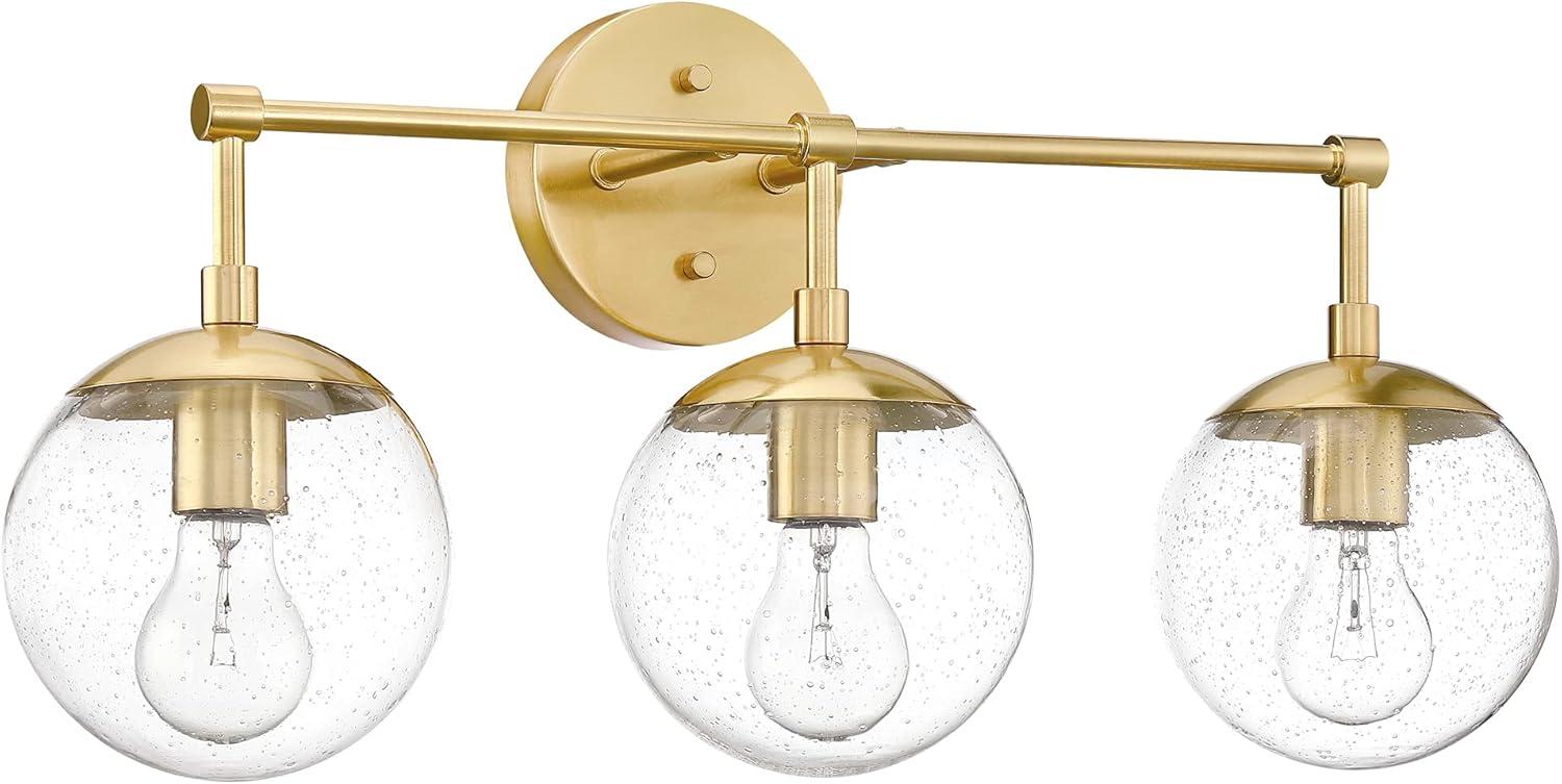 Gracelyn 24" Satin Gold 3-Light Vanity with Seedy Glass Globe Shades