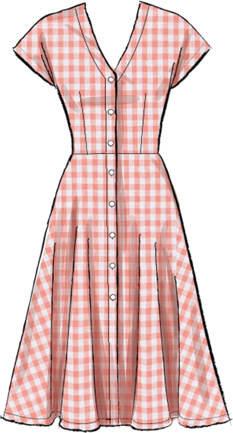 McCall's Patterns McCall's Women's Petite Belt and Button Up Dress, Sizes 6-14 Sewing Pattern, White