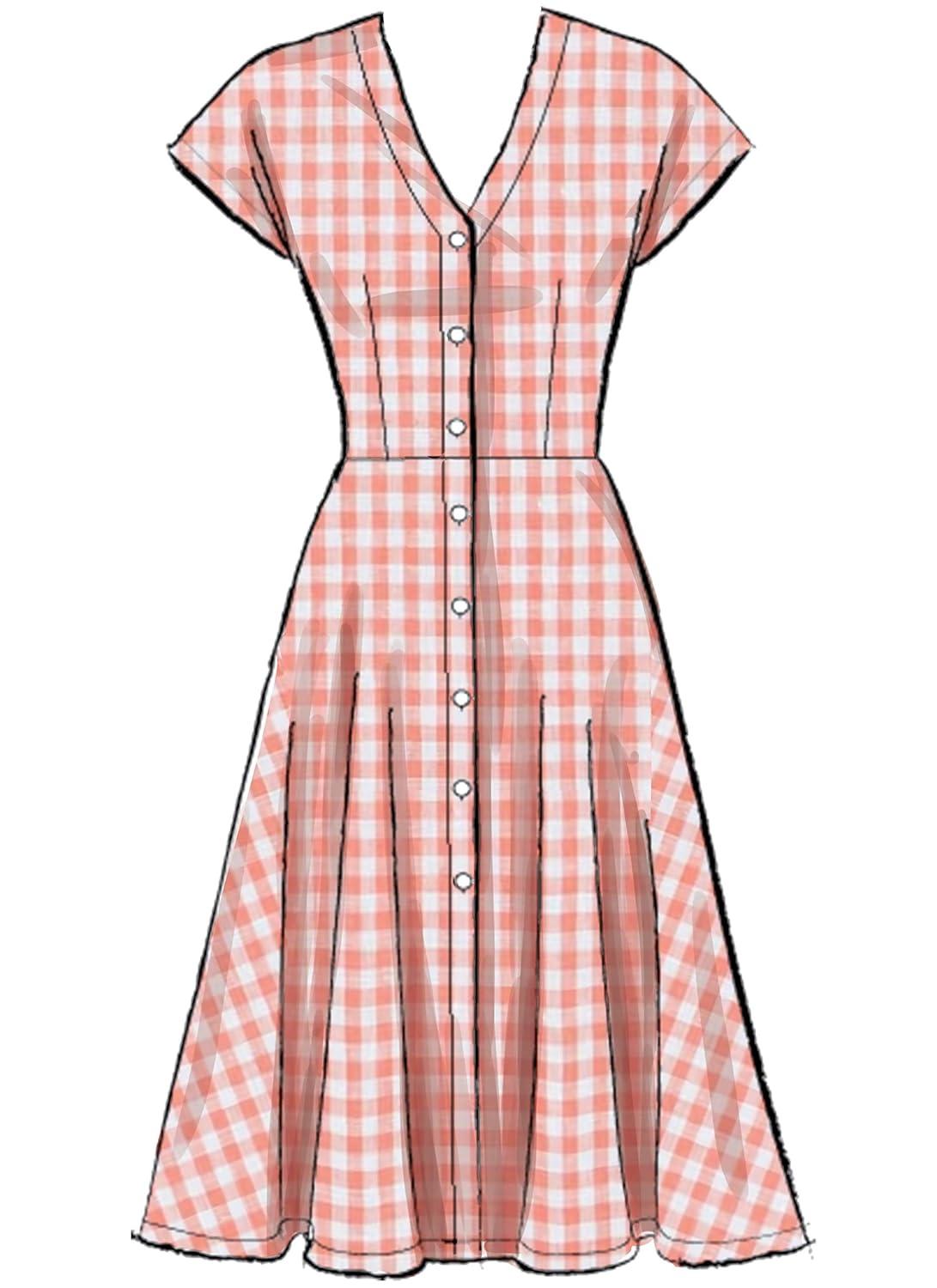 McCall's Patterns McCall's Women's Petite Belt and Button Up Dress, Sizes 6-14 Sewing Pattern, White