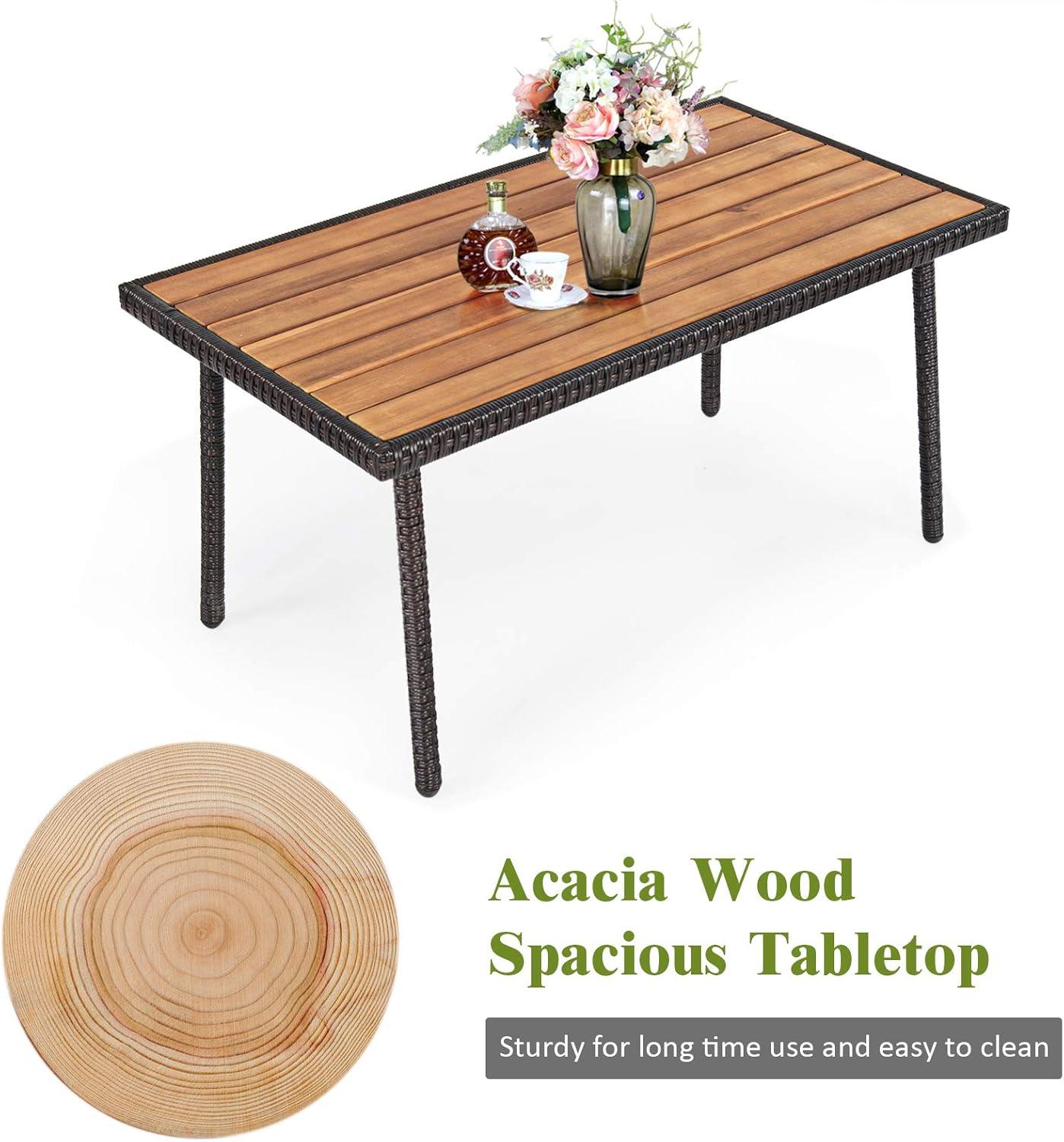 Tangkula 4PCS Cushioned Rattan Patio Conversation Set Outdoor Furniture Set