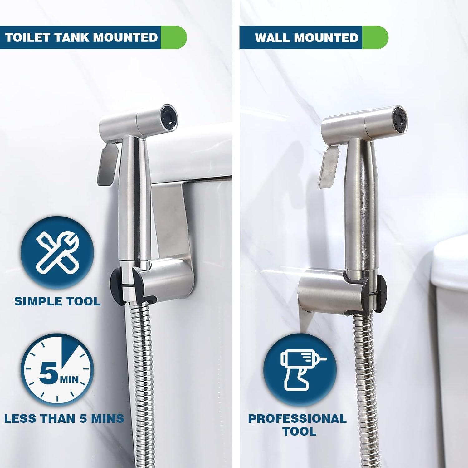 Handheld Bidet Sprayer for Toilet, Muslim Shower Water Jet Spray for Toilet, Bidet Faucet Cloth Diaper Sprayer for Baby Wash, Adjustable Water Pressure with Bidet Hose for Feminine Wash