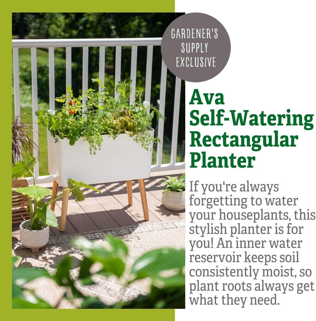 Ava Self-Watering Rectangular Planter - white