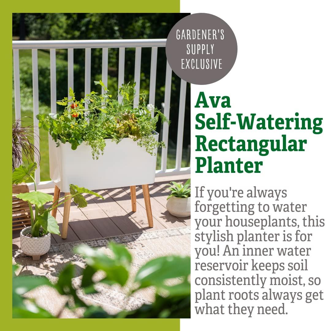 Ava Self-Watering Rectangular Planter - white