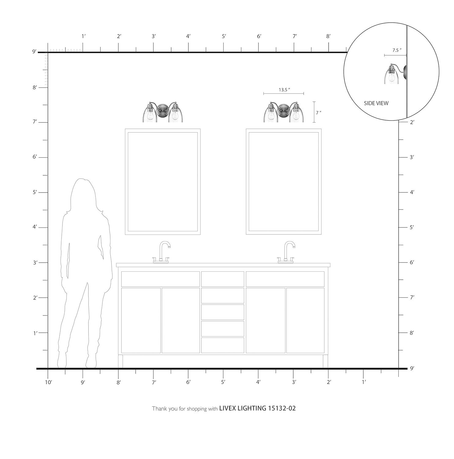 Livex Lighting Montgomery 2 - Light Vanity in  Polished Brass