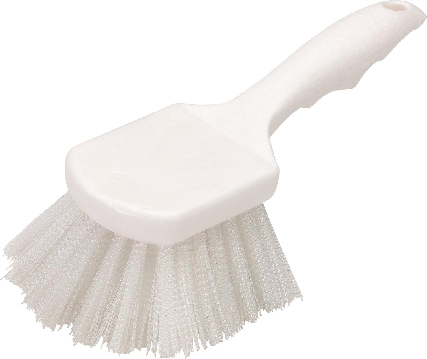 White Plastic Utility Scrub Brush with Nylon Bristles