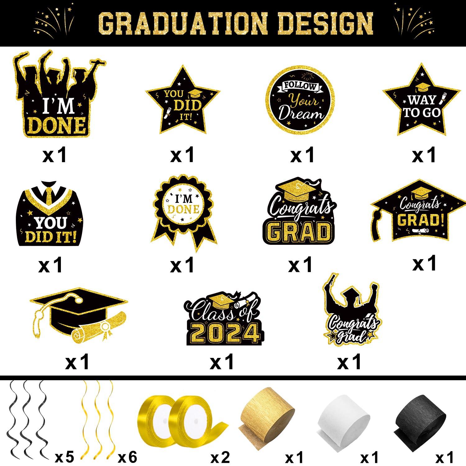 Graduation Party Decorations Class of 2025 Graduation Party Supplies Congrats Grad Banner Class of 2025 Backdrop, Paper Pompoms, Balloons for Congrats Grad Party Decorations (Burgundy-Gold)