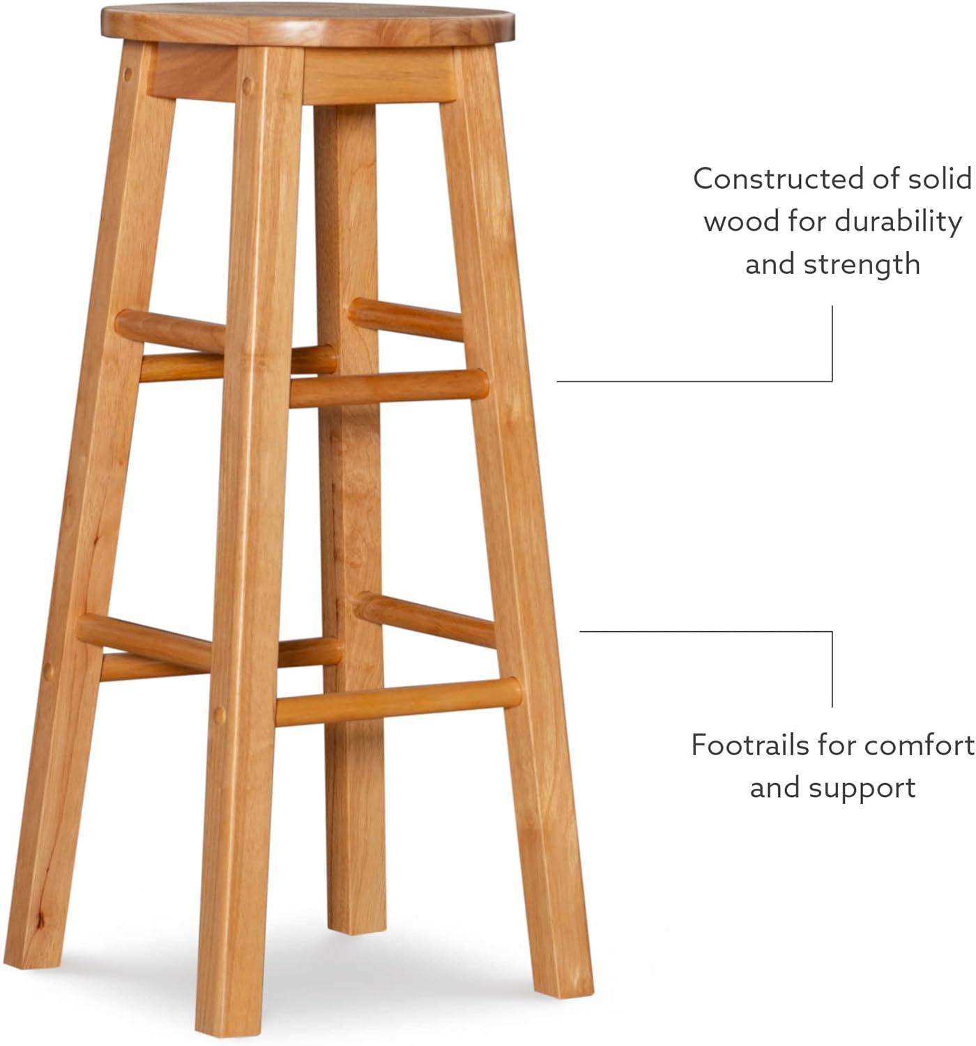 Linon Backless Wood Bar Stool, 29" Seat Height, Natural Finish
