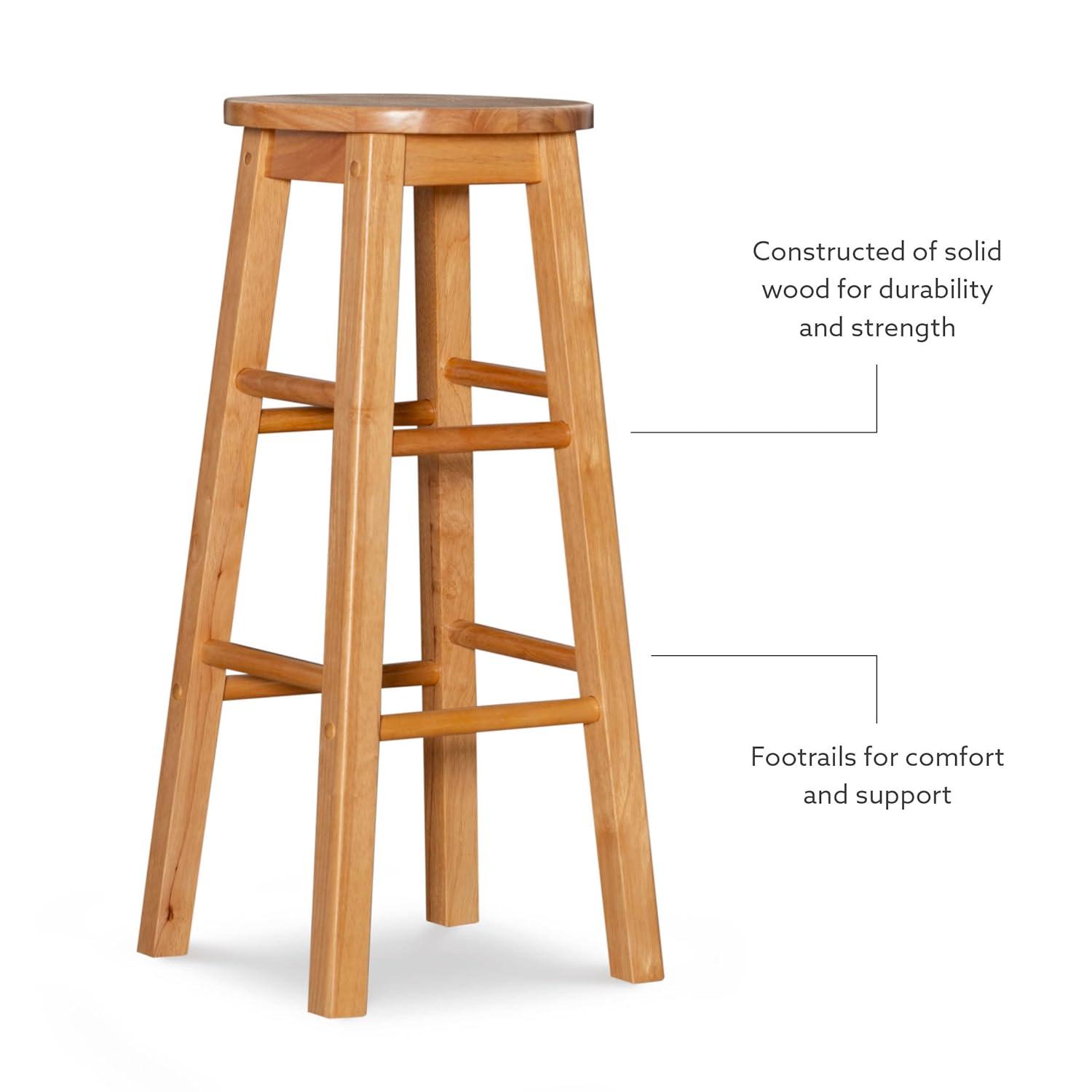 Linon Backless Wood Bar Stool, 29" Seat Height, Natural Finish