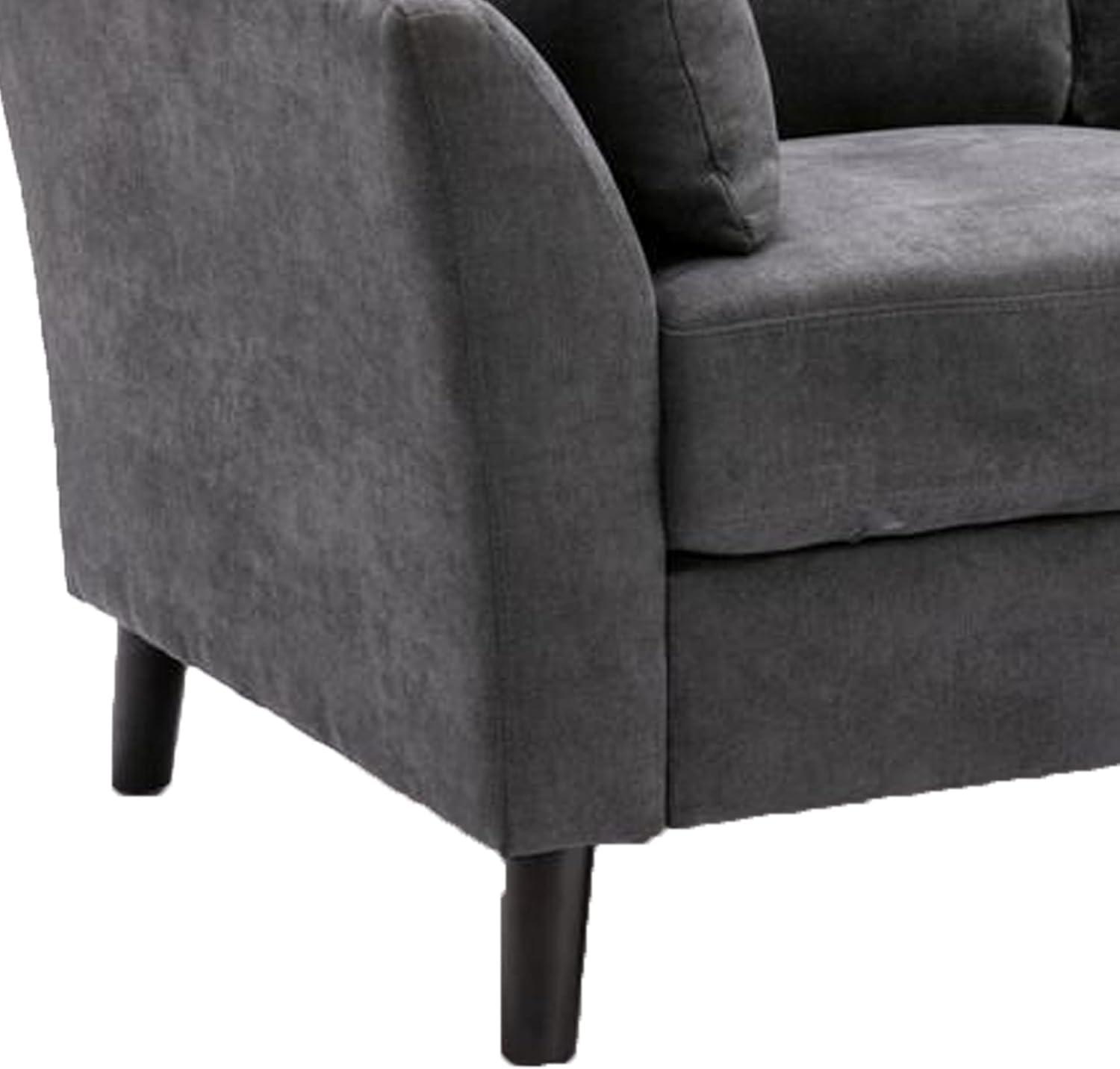 Benjara Otto 57 Inch Loveseat, Throw Pillows, Padded Cushions, Dark Gray Velvet