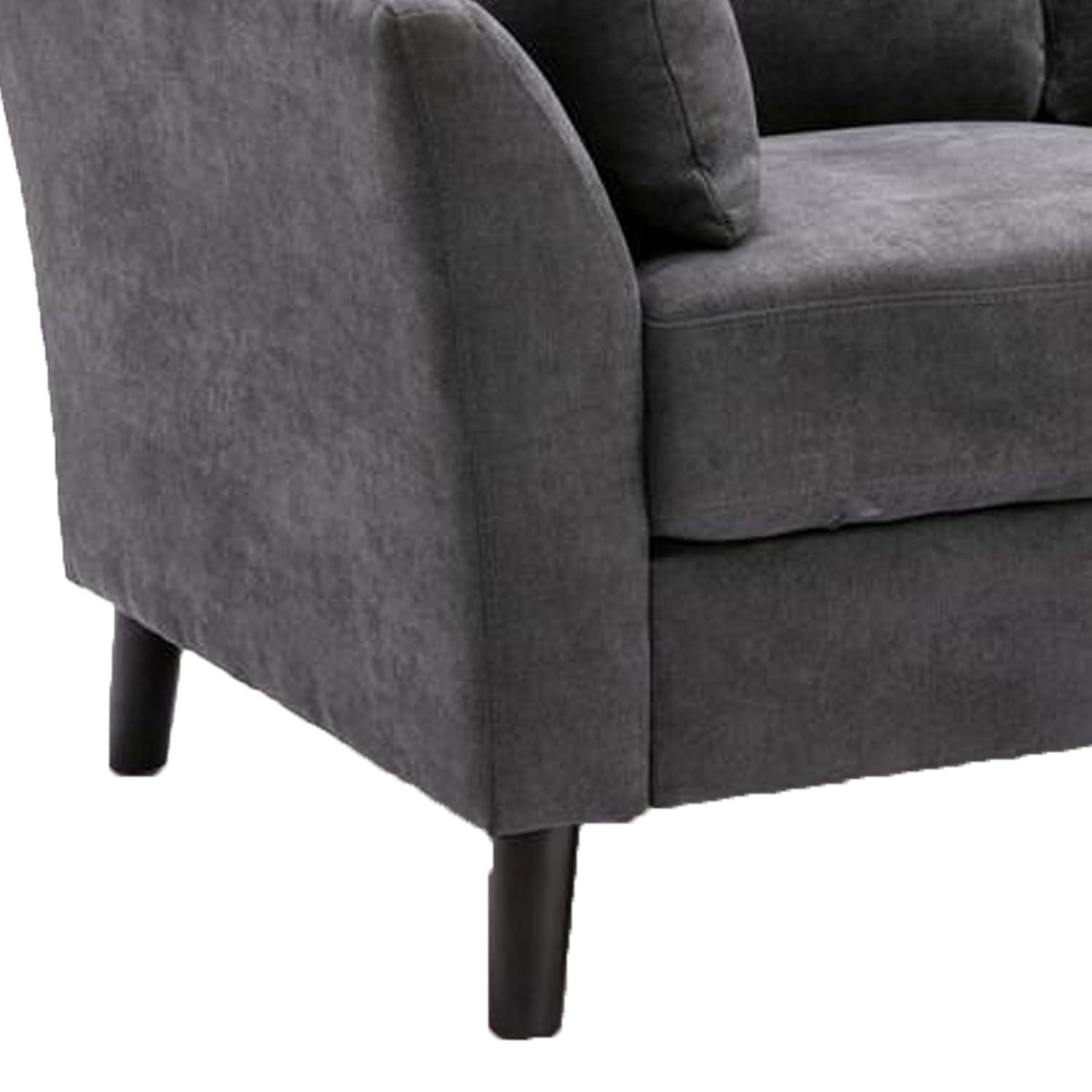 Benjara Otto 57 Inch Loveseat, Throw Pillows, Padded Cushions, Dark Gray Velvet