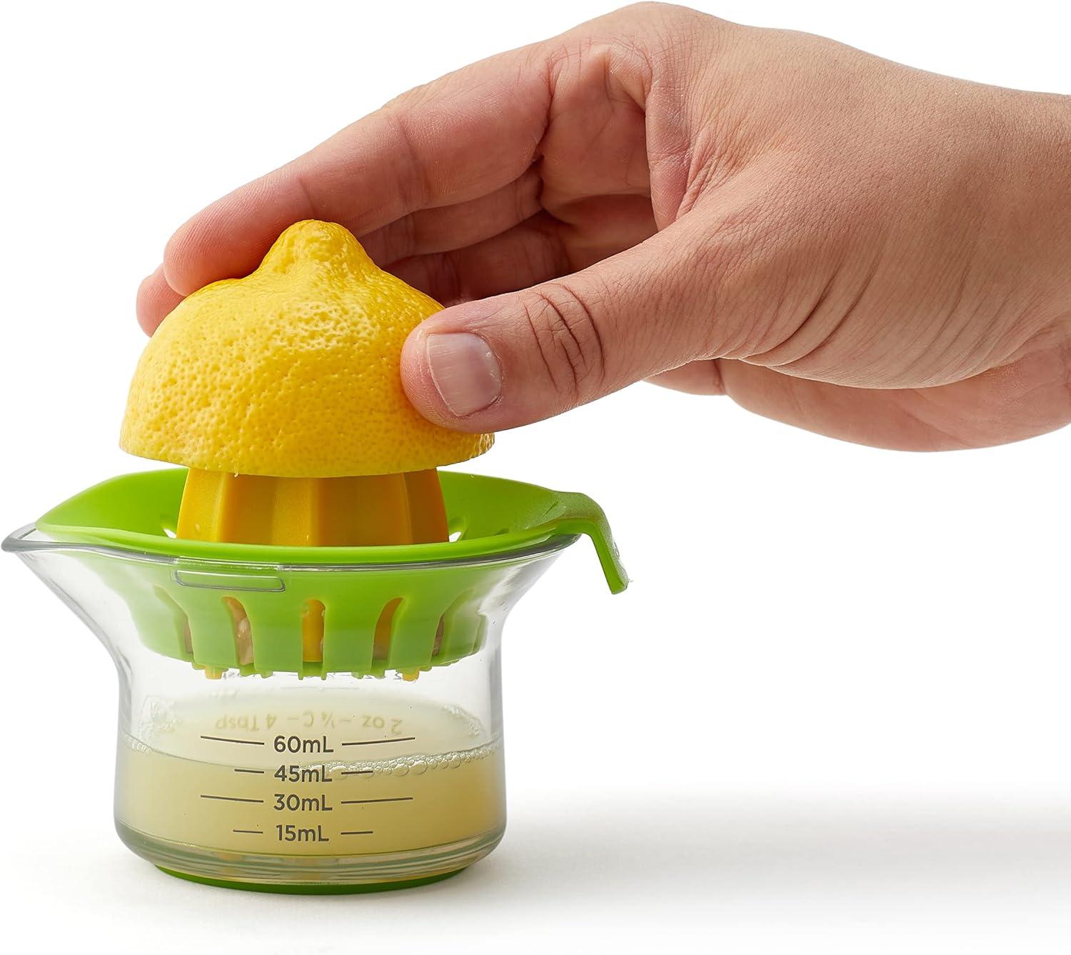 Yellow and Green Manual Citrus Juicer with Measuring Carafe