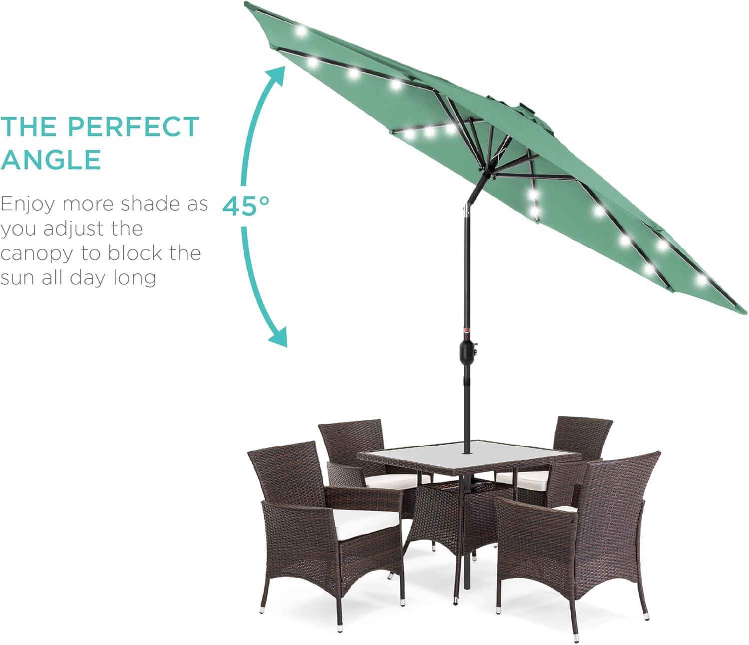 Best Choice Products 10ft Solar LED Lighted Patio Umbrella w/ Tilt Adjustment, UV-Resistant Fabric - Seaglass