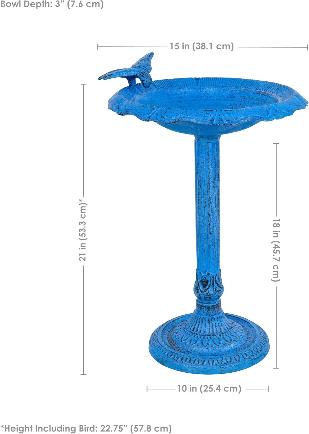 SunnyDaze Decor Garden Visitor Freestanding Cast Aluminum Outdoor Bird Bath