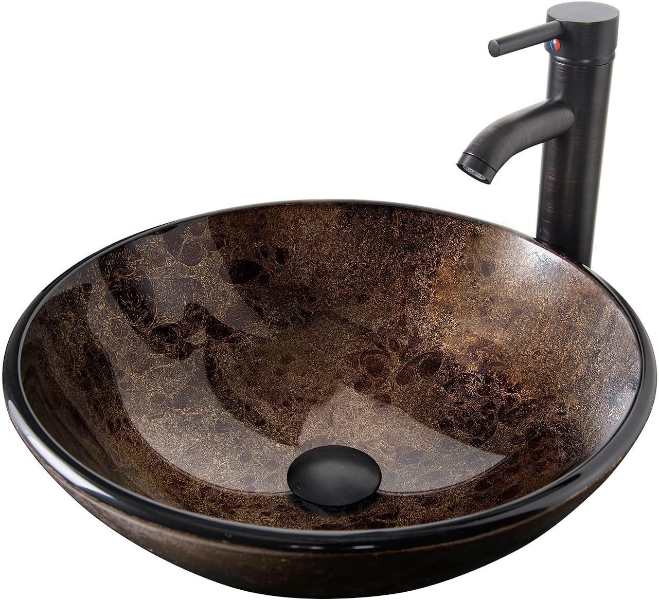 16" L x 16" W Glass Bathroom Vessel Sink Square Tempered Glass Art Basin Above Counter Bathroom Sink