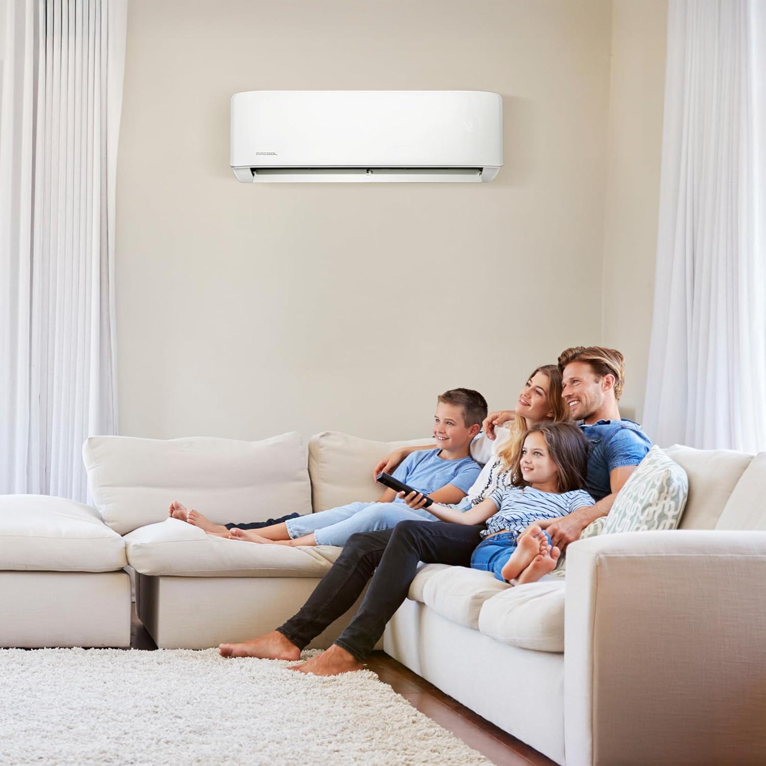 18k BTU White Ductless Heat Pump Split System with Remote
