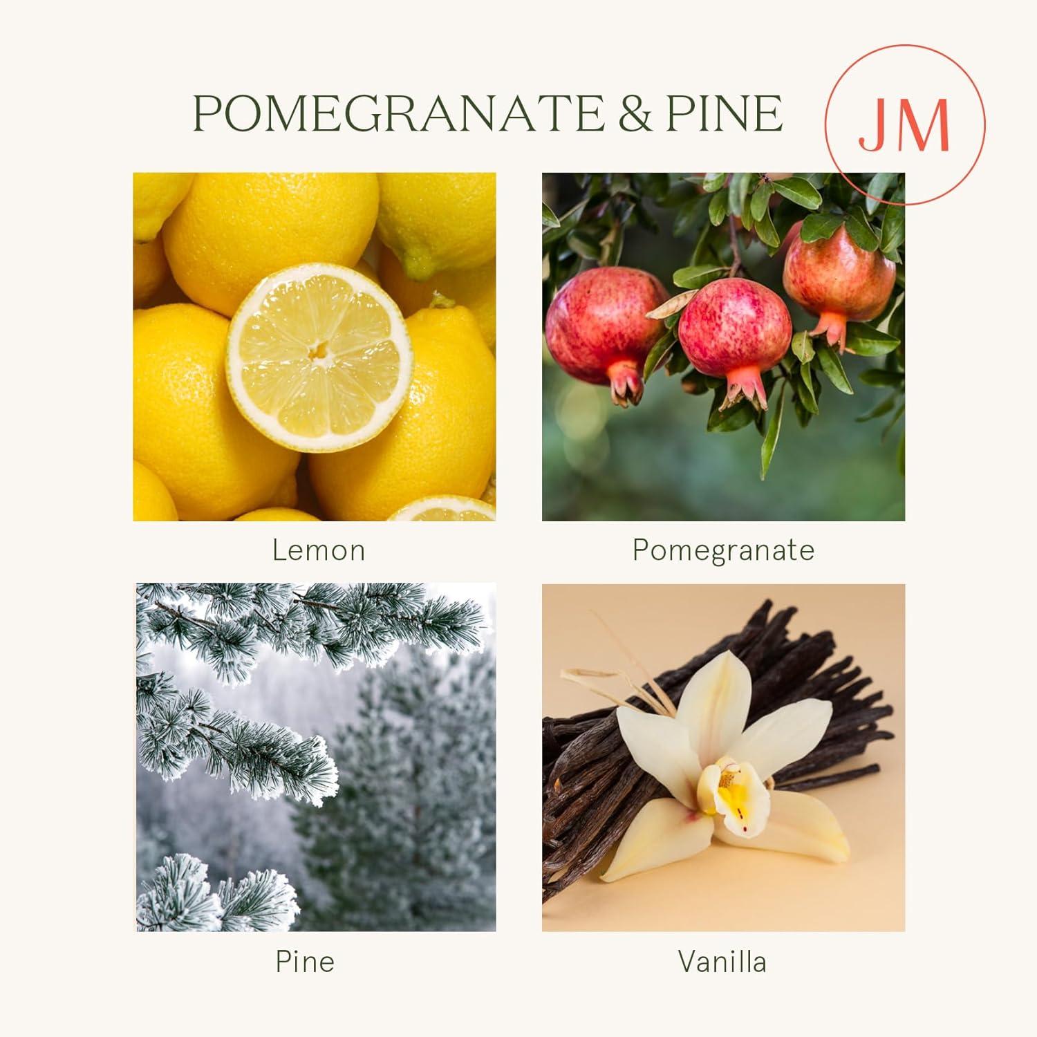 Pomegranate & Pine Green Ribbed Glass Soy Candle, 11oz