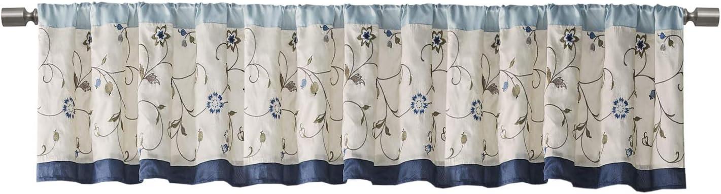 Serene Floral Embroidered 50'' W Window Valance