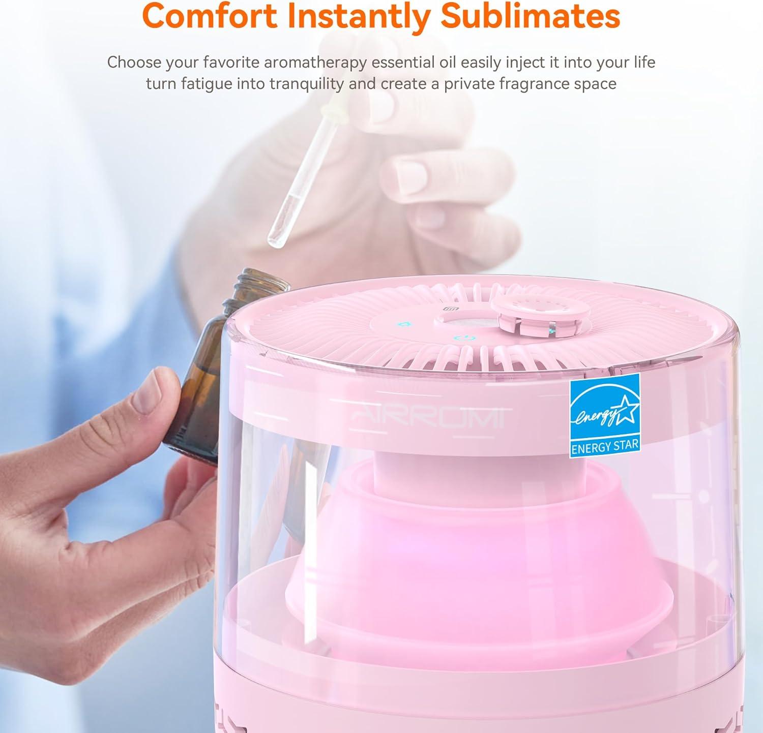 QUALITY FLOORING INC. Air Purifiers For Bedroom Home,Up To 658 Ft²,Activated Carbon Filter Cleaner,With Fragrance Sponge For Better Sleep,Night Light,Pet Dander,Allergies,Smoke,Odor,Desktop Air Cleaner