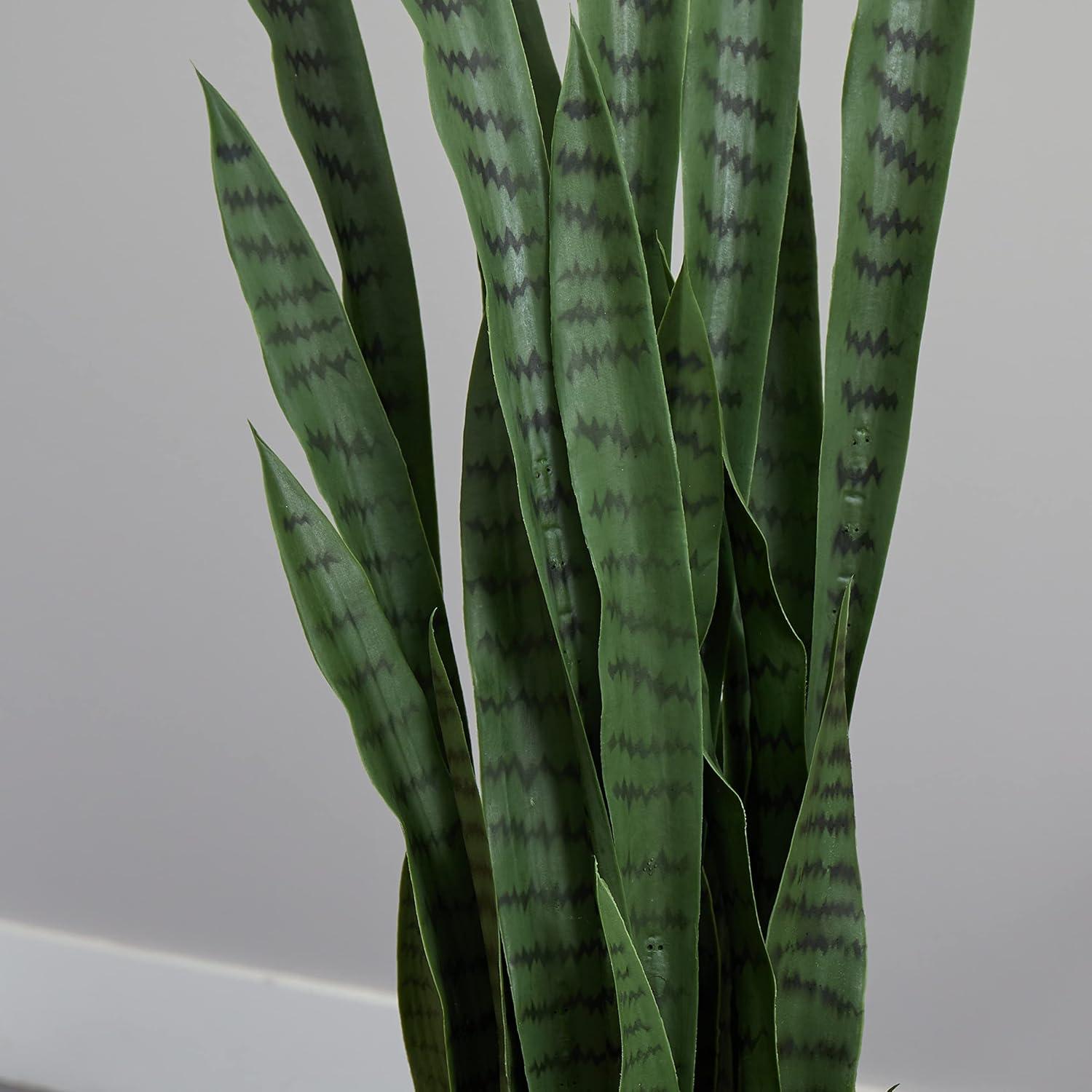 Nearly Natural 4.5-ft Sansevieria Artificial Plant in Black Planter