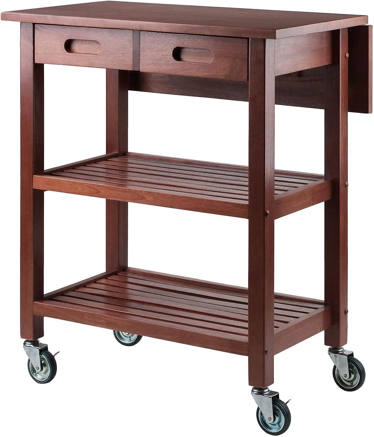 Jonathan Kitchen Cart Walnut - Winsome: Rolling Island with Storage, Wood Composite Surface