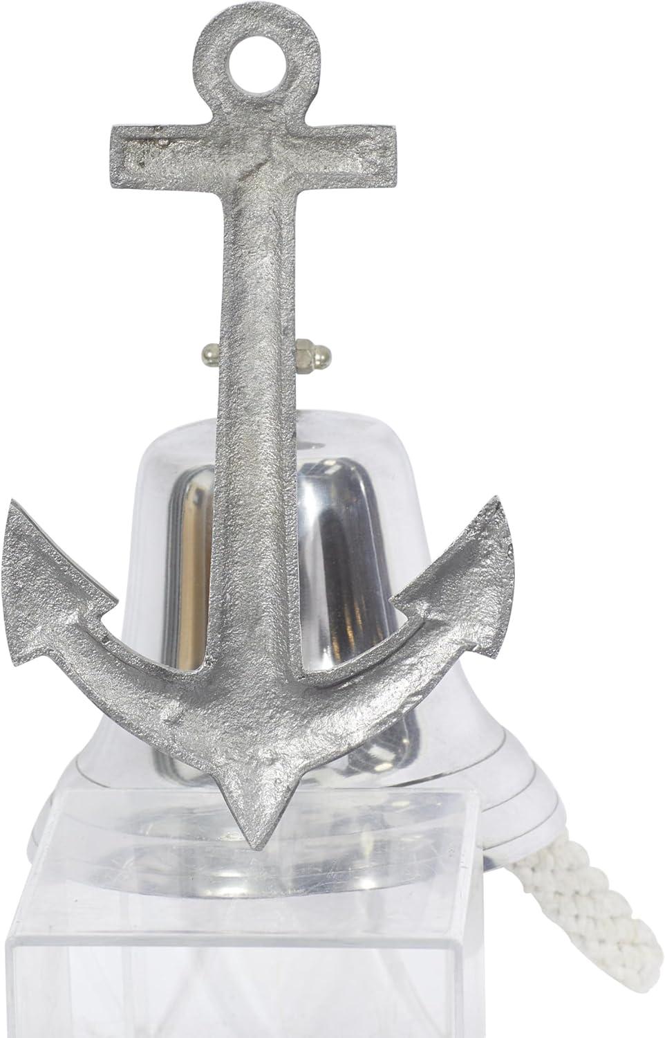 DecMode Silver Aluminum Metal Bell Wall Decor with Anchor Backing